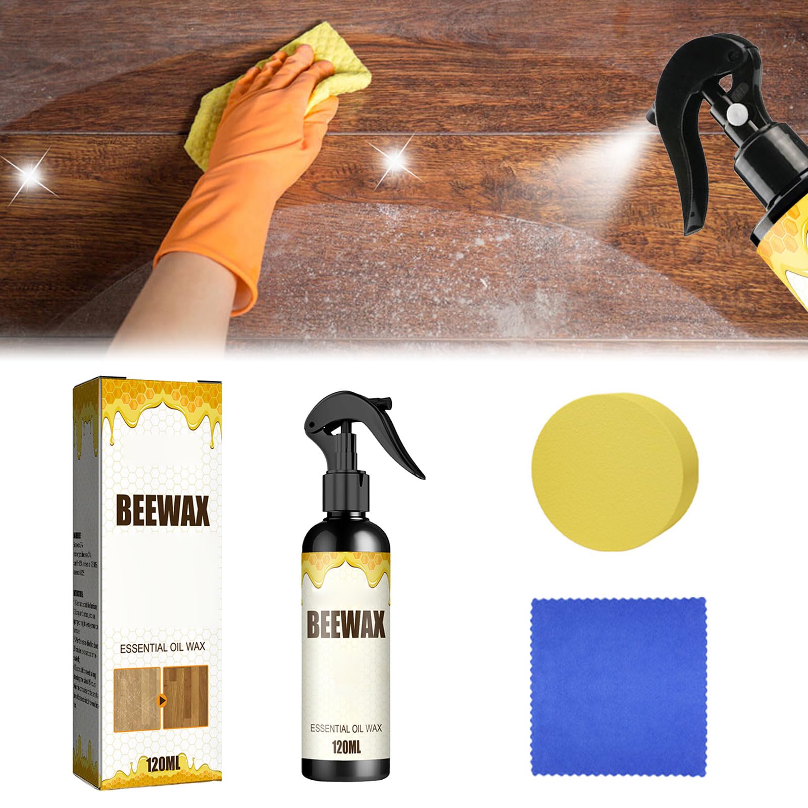 Spray de Cera de Abejas,Cera de Abejas en Spray para Muebles,120ml Beeswax Wood Polishing spraying,para el Cuidado de Muebles y Protecci贸n de Madera