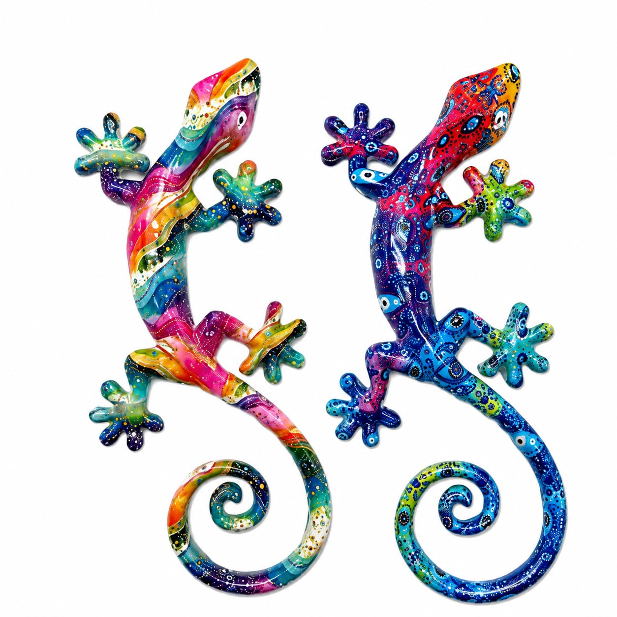 SIGNES GRIMALT Set of 2 Multicoloured Resin Gecko Lizards - Bohemian Wall Decoration - 20.5cm