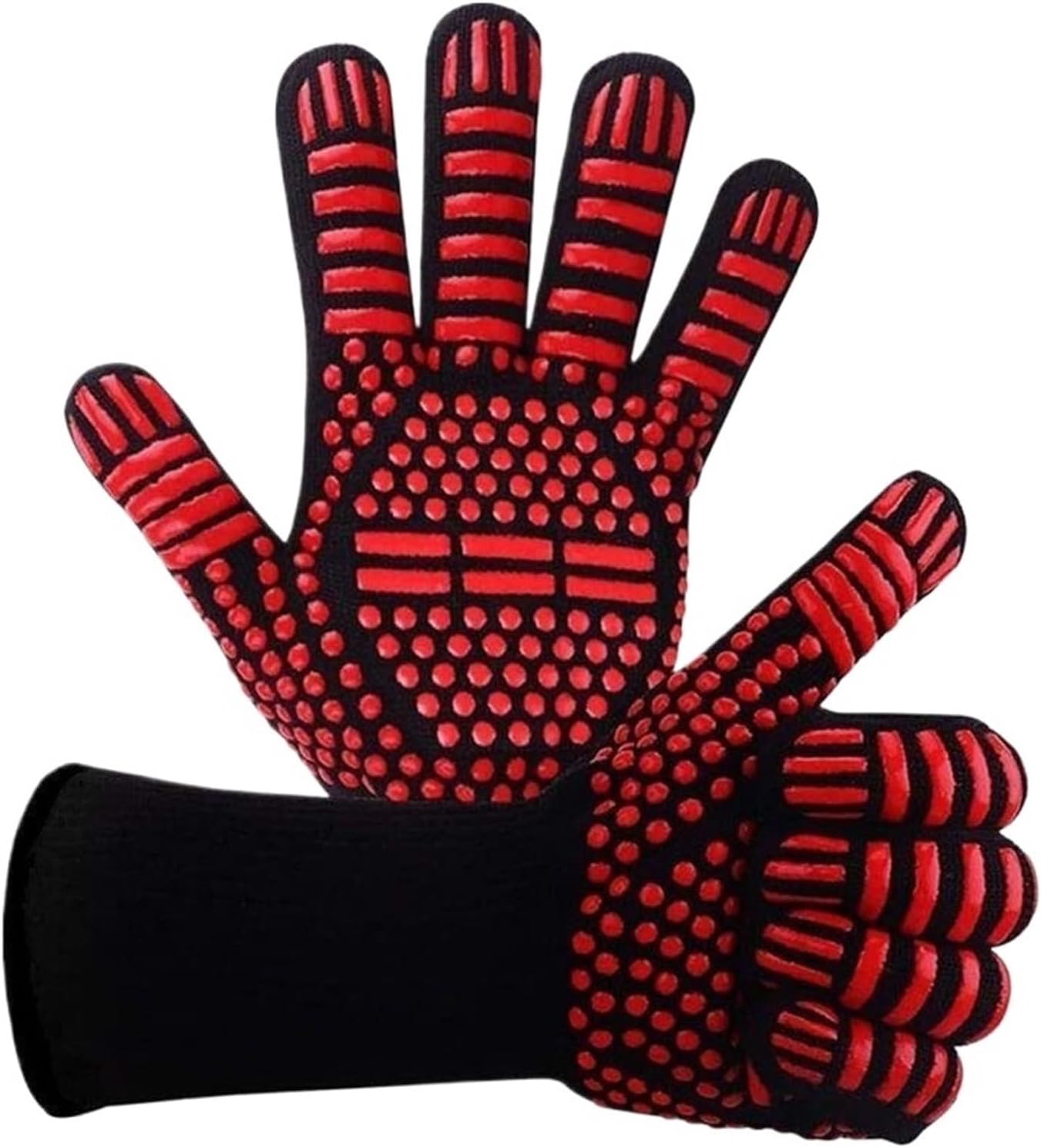 Heat Resistant Kitchen Gloves Silicone Oven Mitts Non-Slip Pot Grilling for Smoker BBQ Barbeque Cooking Baking(Black 2PCS)