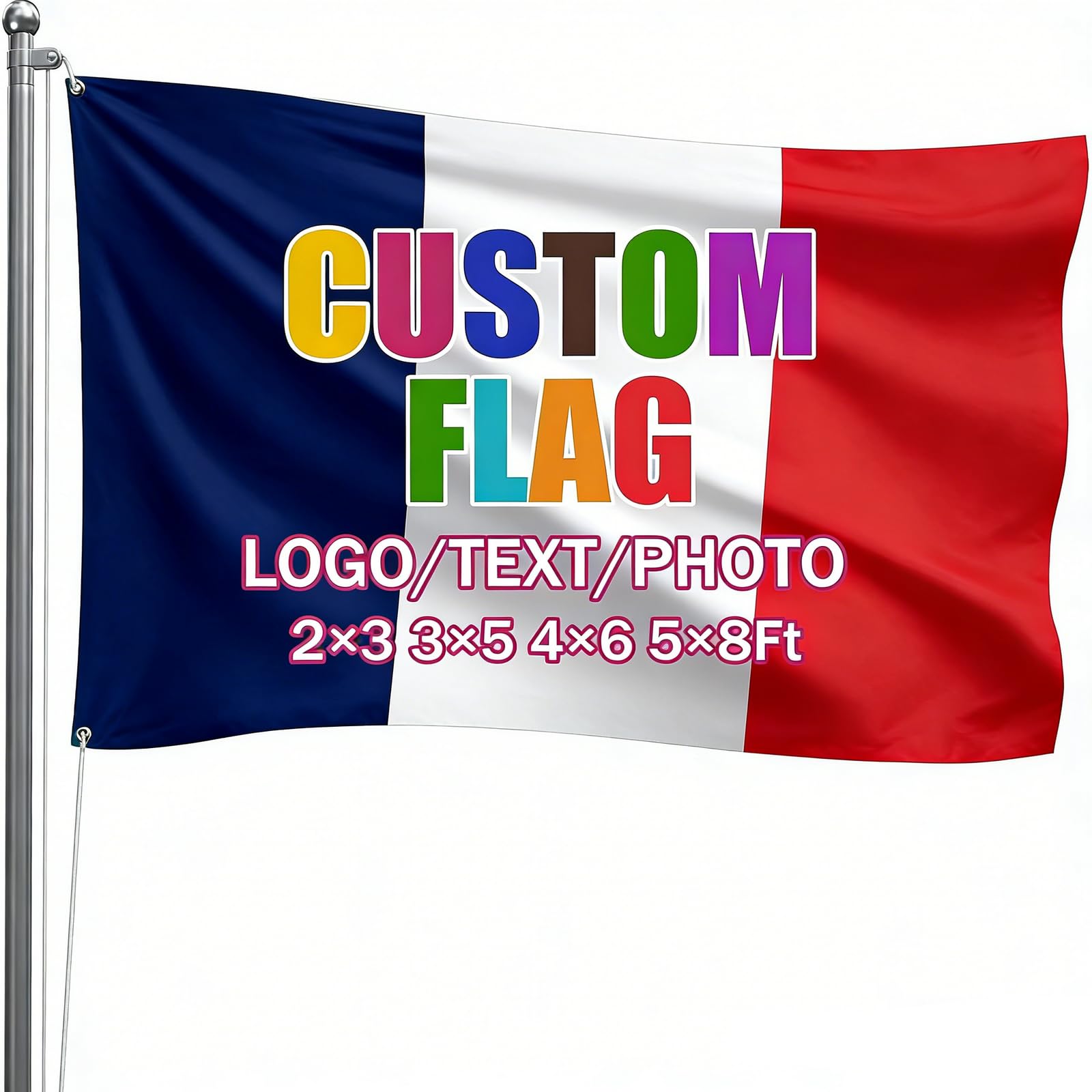 Custom France Flag Personalised France Flags with Picture Logo Text Customisable Flags Banner for Bedroom, Dorm Decor, Football Games Party Sports Events Decoration Bar Garden Street Decor — image 1