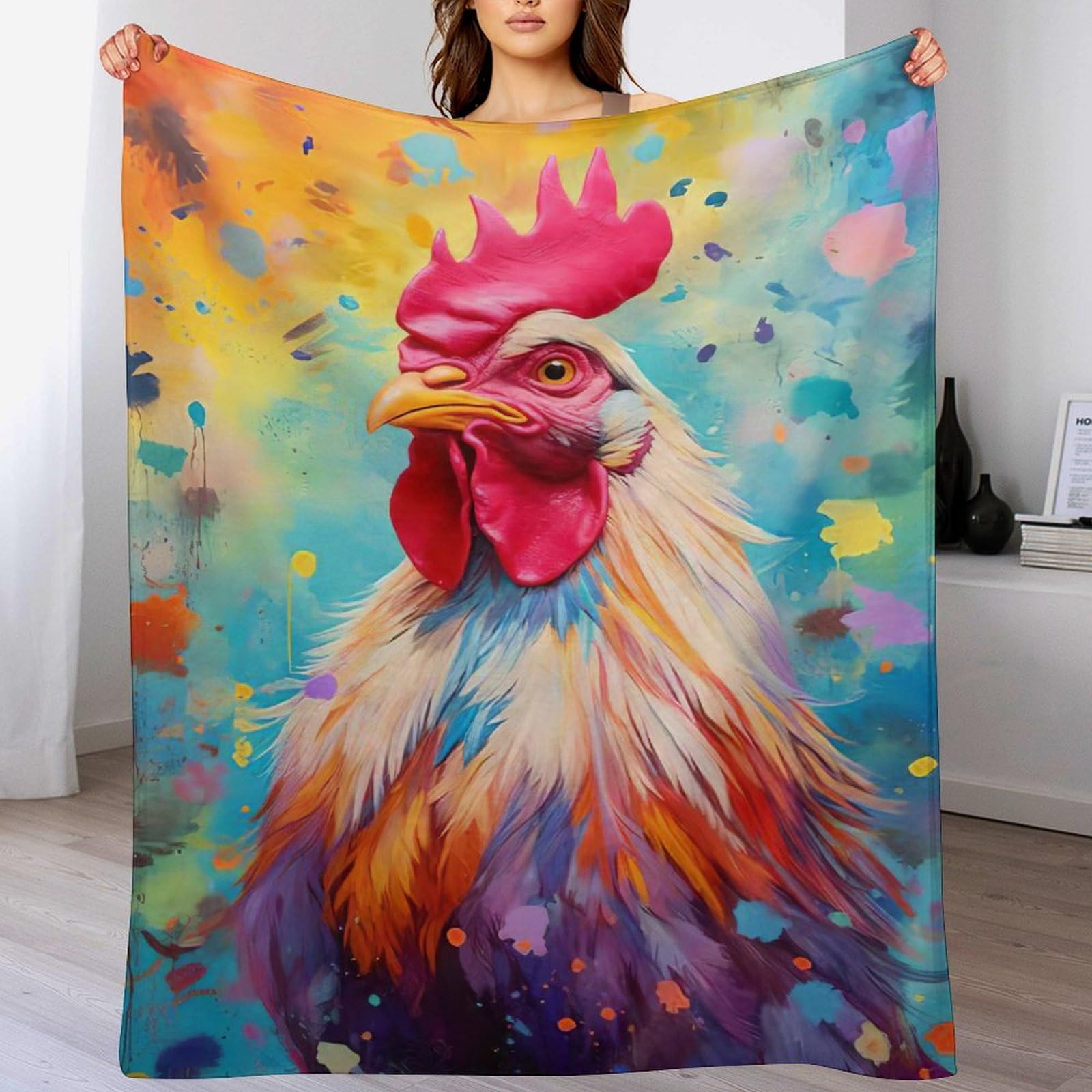 Couverture polaire coq moelleuse contre le froid sur lit et canapé