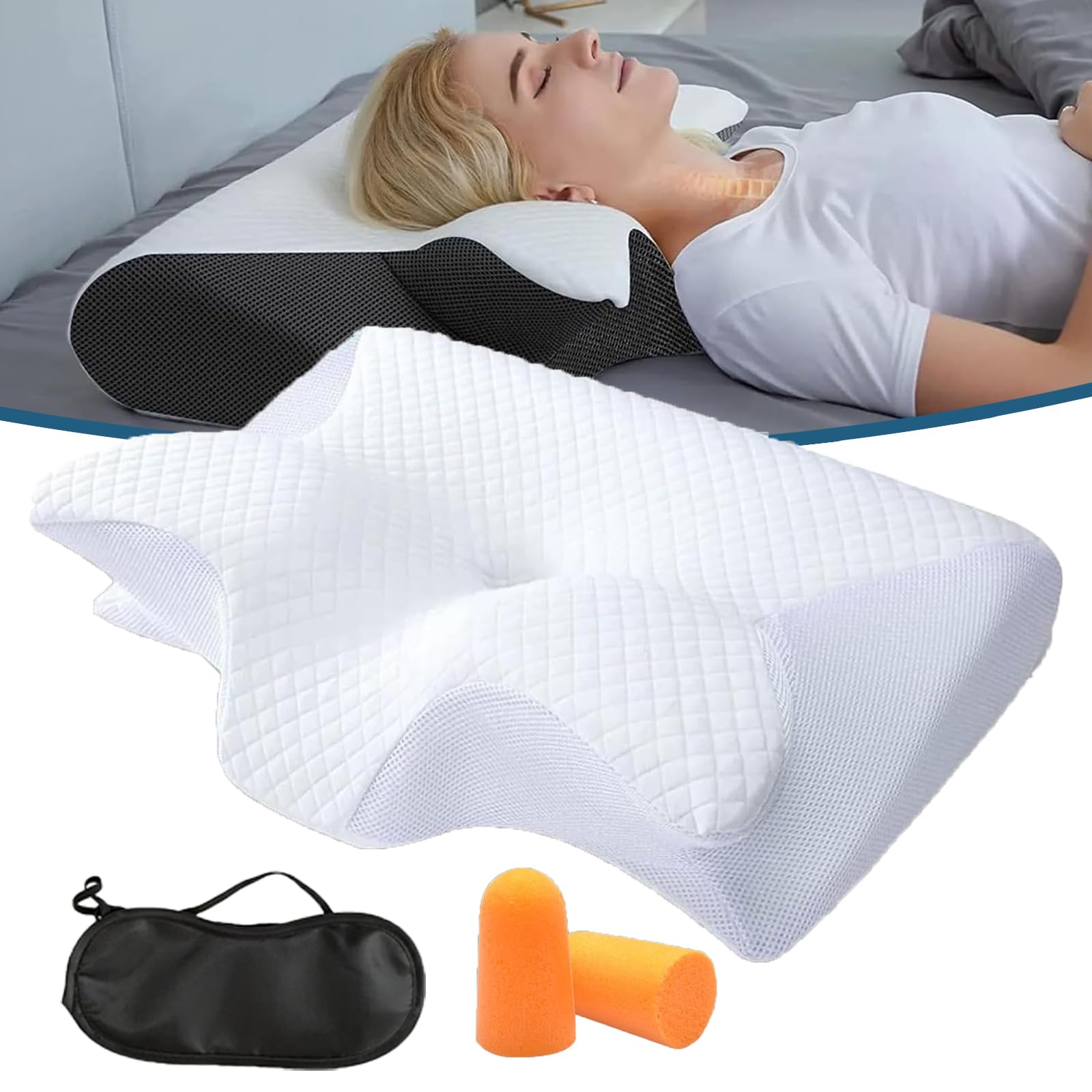 Die Erleichterung, Auf Die Sie Gewartet Haben, Kissen, Ergonomisches OrthopäDisches Kissen mit Konturierter UnterstüTzung füR Seiten, RüCken, und BauchschläFer (Weiß)