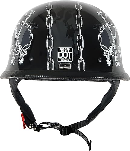 Miniatura 6 de 1Storm Novelty Motorcycle Helmet Open Half Face German Style DOT Approved HKY602