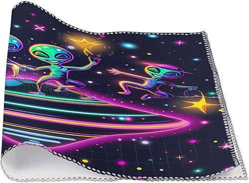 Miniatura 3 de Spaceship Alienes Rave - Juego de 6 manteles individuales resistentes lavables para decoración de mesa de cena y fiesta