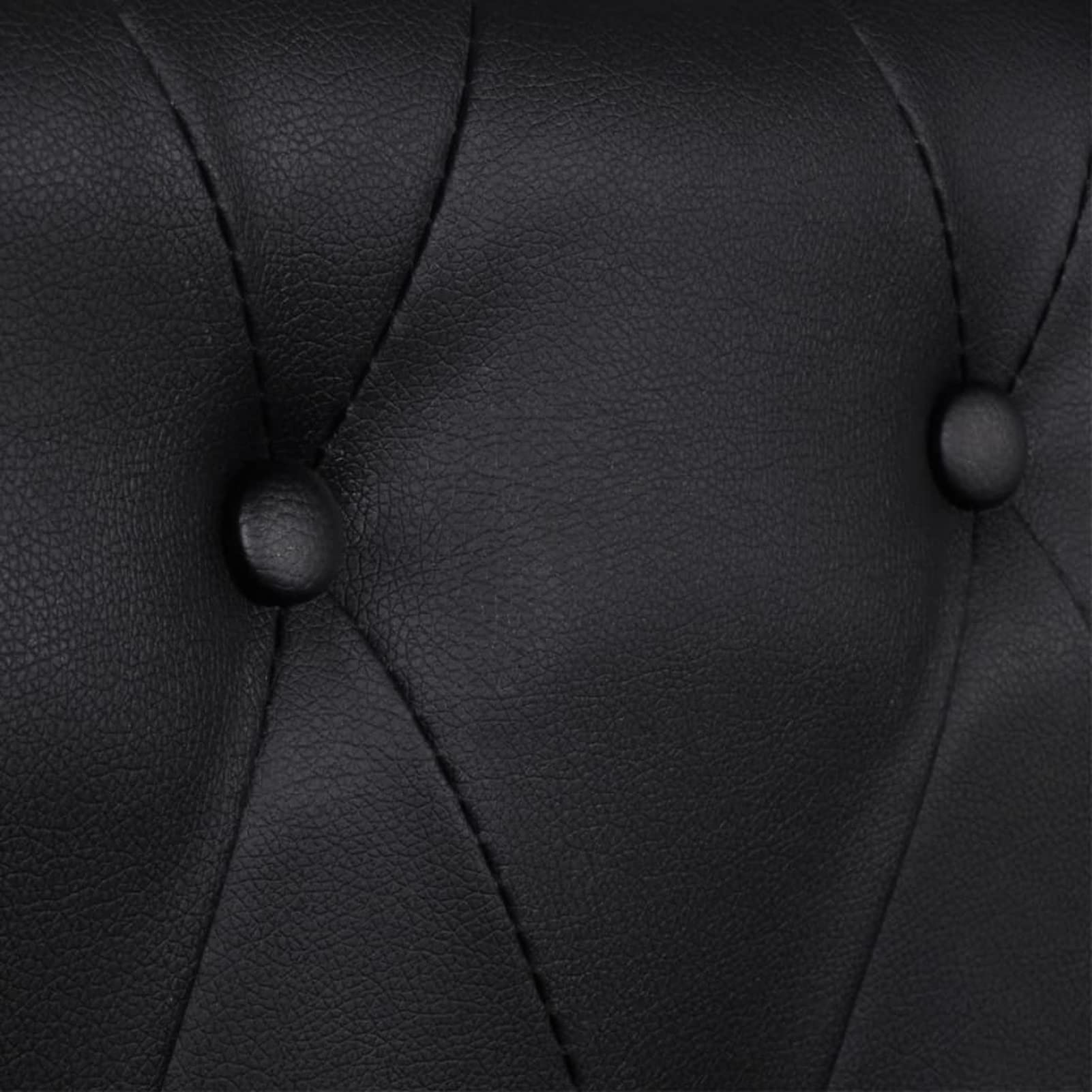 IKAYAA Sofá Chesterfield 3 Plazas con Respaldo Sofá de Salon de Cuero Sintético Sofá Chaise Longue Moderno para Salon Oficina Negro