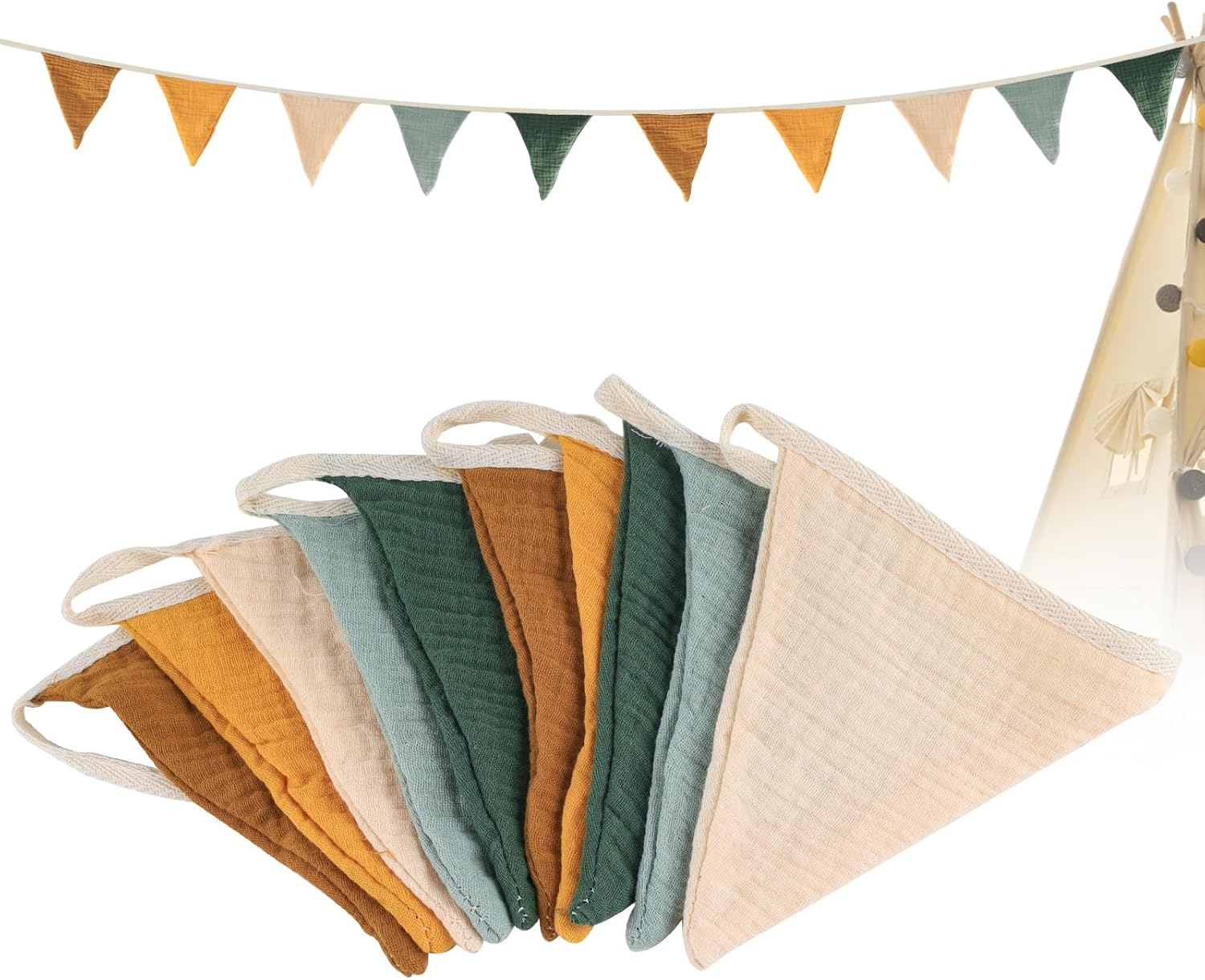 Bunting Children's Room, Muslin Cotton Fabric Bunting, Fabric House Bed