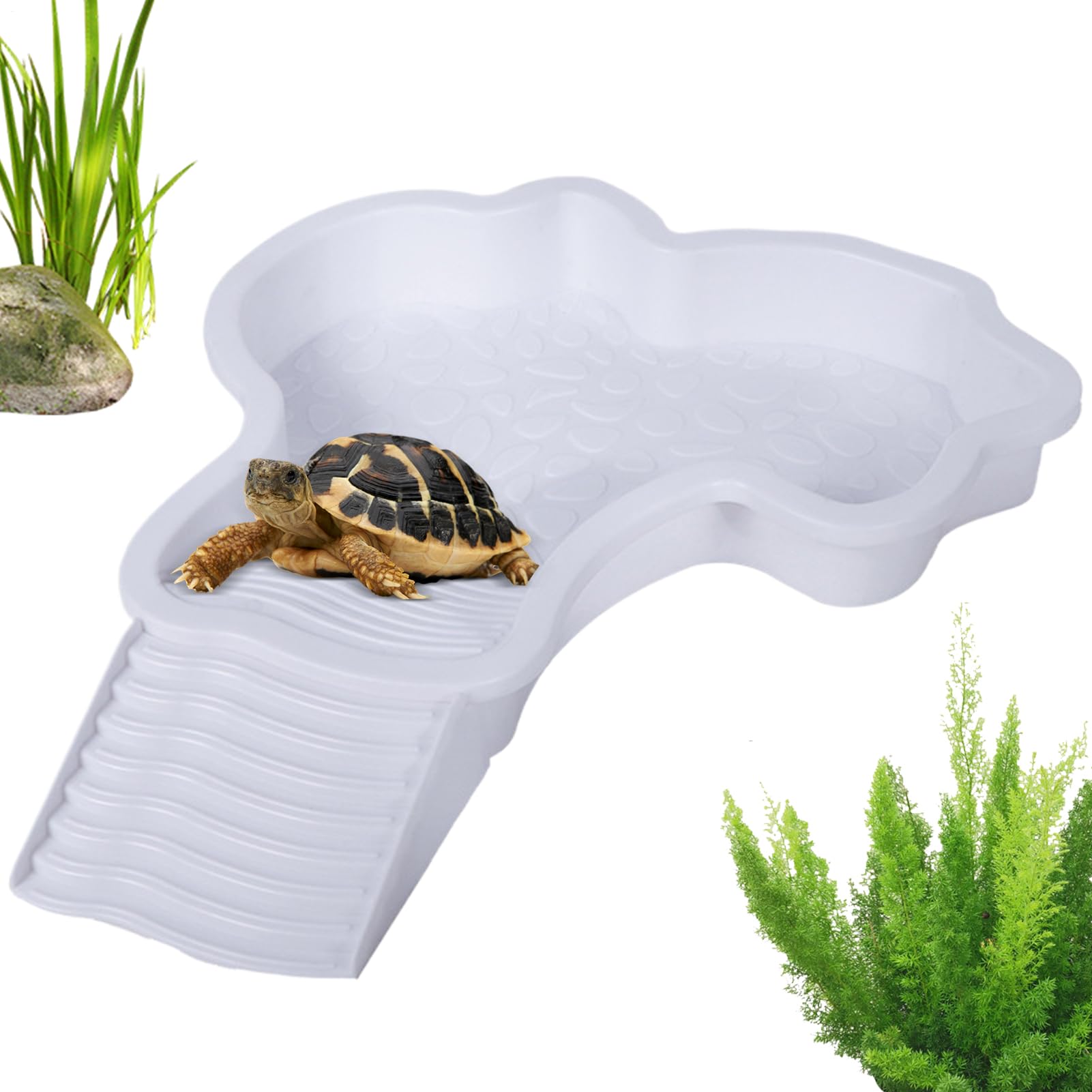 Yqooup Tortoise Water Dish Hermit Crab Bathing Pool With Ladder Reptile Bathing Pools With Ramp And Basking Turtle Pool For Amphibians Turtle Ramp And Bath Reptile Habitat Accessories