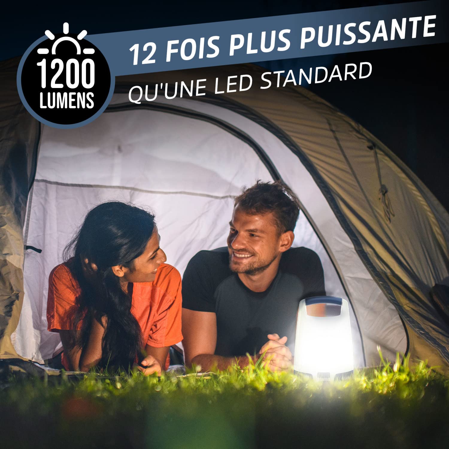 Energizer Lanterne rechargeable SMART Energizer, 1200 lumens, étanche IPX4, lanterne de camping à éclairage à 360°, câble de charge inclus