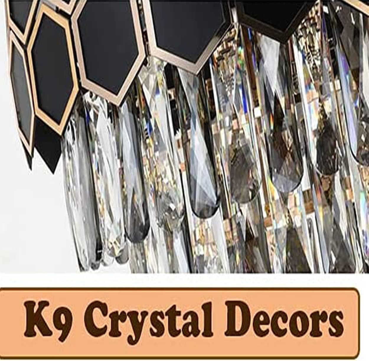 Fandelier Crystal Ceiling Fan Lights with Remote, Modern 42 Hidden Retractable Chandelier with 3 Colors 3 Speed Fan Chandelier Lighting for Bedroom Dining Living Room (Gold+Black)(DS-FH03)