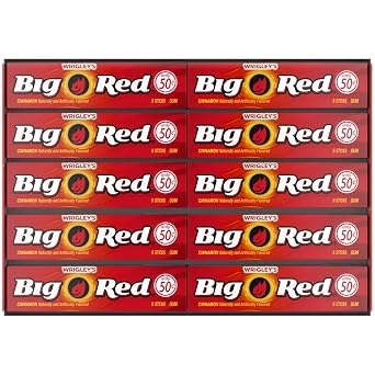 WRIGLEYS BIG RED Chewing Gum Bulk Pack, 5 Sticks Per Pack 40 Total Packs