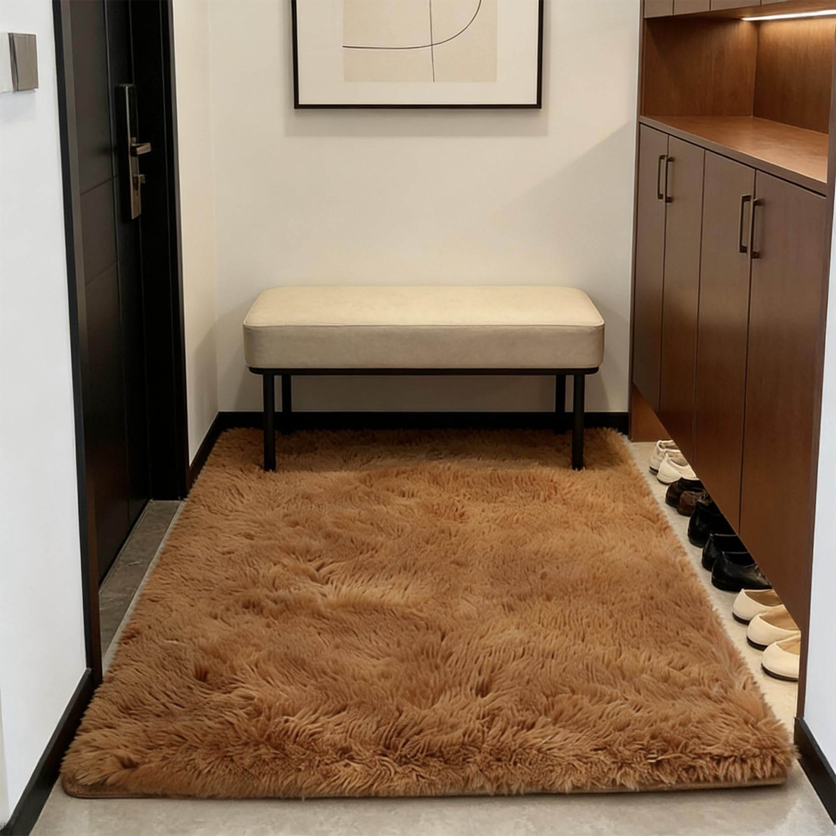 Tapis de sol grand format élégant marron 210 x 50 cm aux finitions soignées et durables
