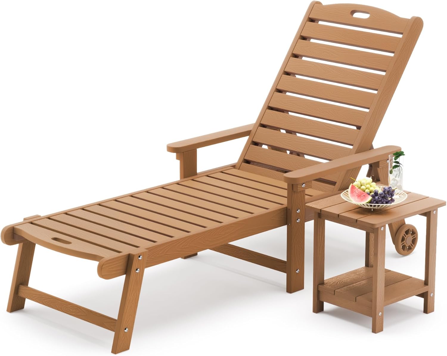 Chaise lounge chair with table, 2-piece outdoor set
