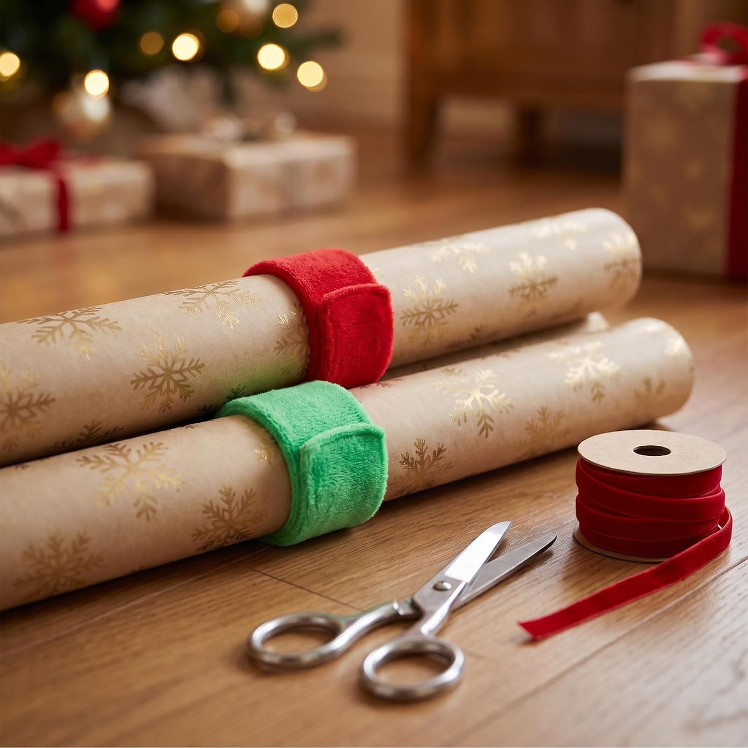 TEHAUX 20pcs Wrapping Paper Storage Slap Bands, Christmas Slap Bracelet