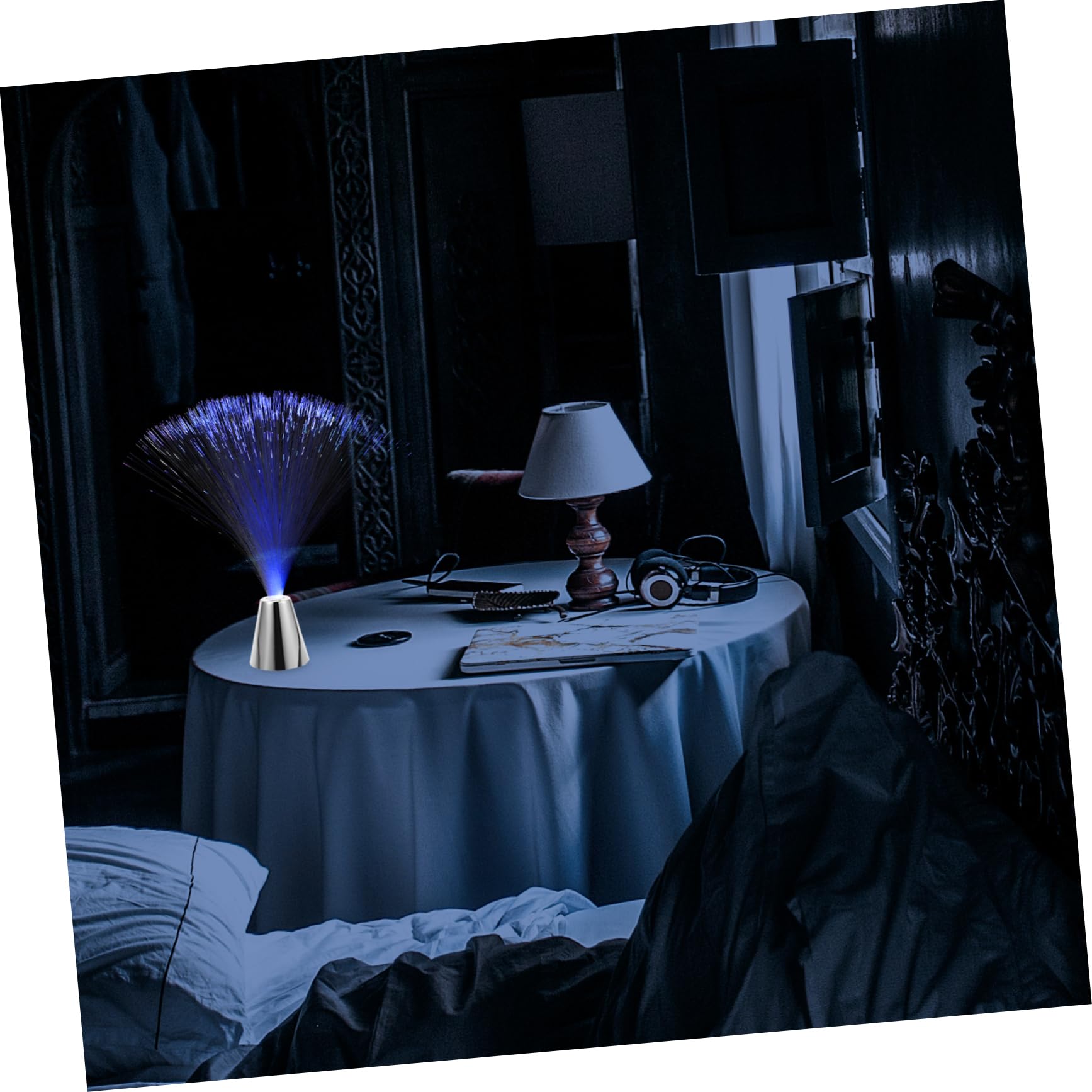 WOONEKY Fiber Optic Lamp Led Changing Fiber Optic Light for Party Wedding Christmas Home Office 3*aa Batteries (not Included)