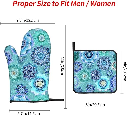 Miniatura 189 de Manoplas de horno y soportes para ollas, arte de mármol blanco y dorado, juego de 4 guantes de cocina resistentes al calor, antideslizantes