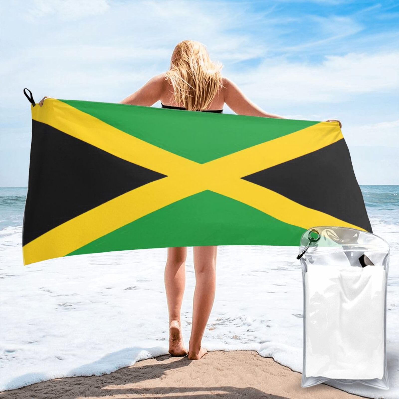 AYYQWE Jamaica Flag Print Lightweight Towel For Men Women Travel Beach Camping Hiking Yoga Swimming Sports