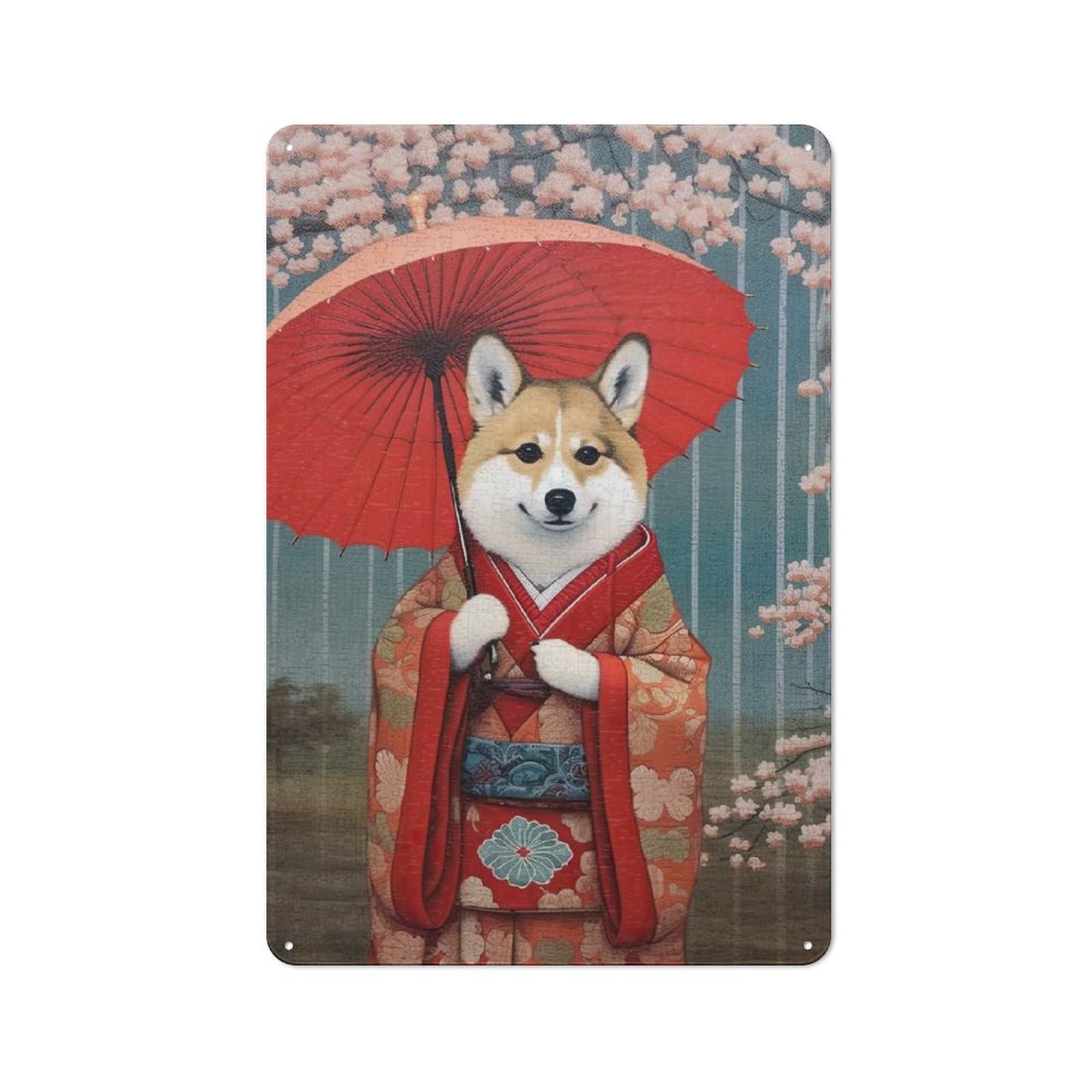 Corgi Geisha Retro Tin Sign 30x20cm for Garden Room Or Summerhouse, for Kitchen, Dining Room And Home Bar Wall Decor