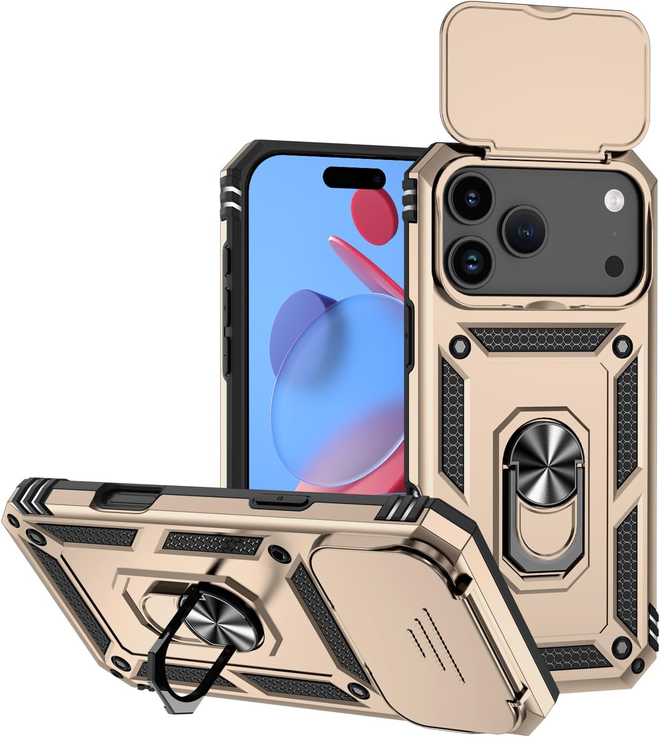Case Designed for iPhone 17 Pro Max 5G, iPhone 17 Pro Max Case 6.9'' with Camera Cover & Kickstand Military Grade Shockproof Heavy Duty Protective Phone Cover for iPhone 17 Pro Max