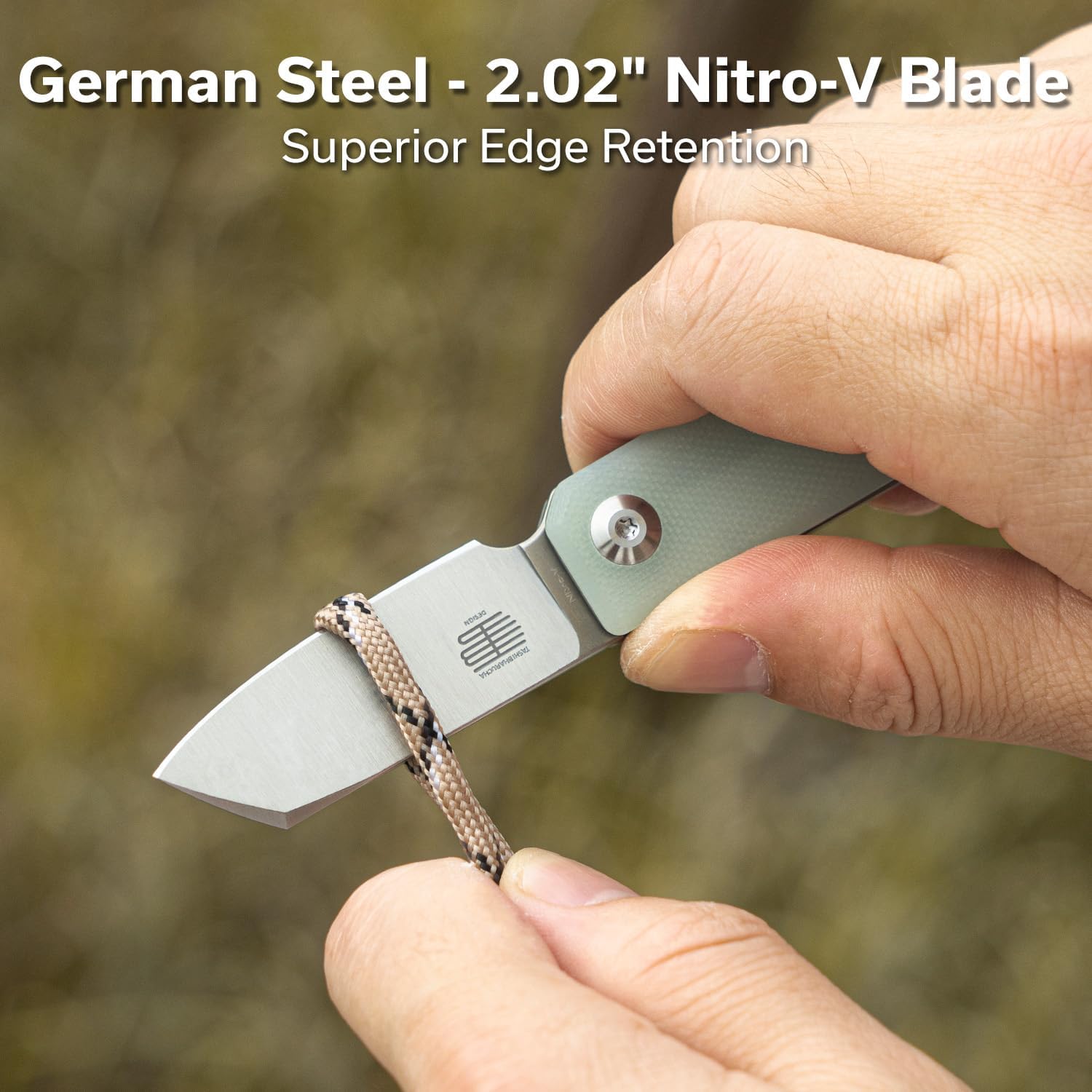 CIVIVI Kukei Mini Pocket Knife for EDC- 2.02" Nitro-V Blade, G10 Handle, Liner Lock, Small Folding Knife with Leather Sheath C25036-2