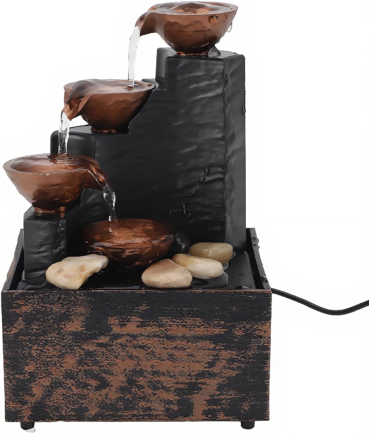 LED Fountain with Wealth Attracting Signs indoor fountain waterfall with Wealth Attracting Signs, USB Tabletop Water Fountain with LED Lights, for Home Office Decoration Tabletop Fountains