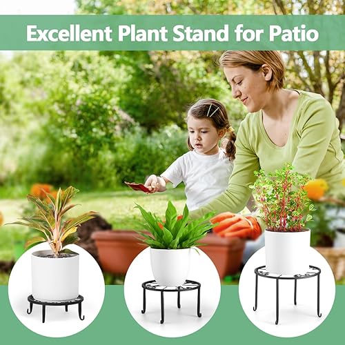 Miniatura 7 de Paquete de 6 soportes de metal para plantas de interior y exterior, soportes de macetas de instalación gratuita, contenedor de jardín a prueba de