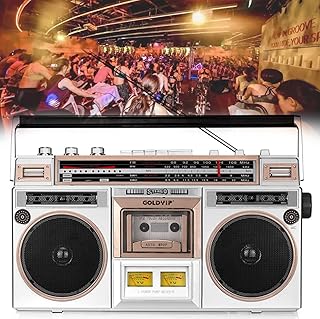 Portable CD Player Boombox, Cassette Player Radio, Retro Tape Recorder AM/FM/SW Radio, Support SD/USB Input, Radio Speaker and Earphone Jack, Classic 80s Style With Modern nology,+4cassette