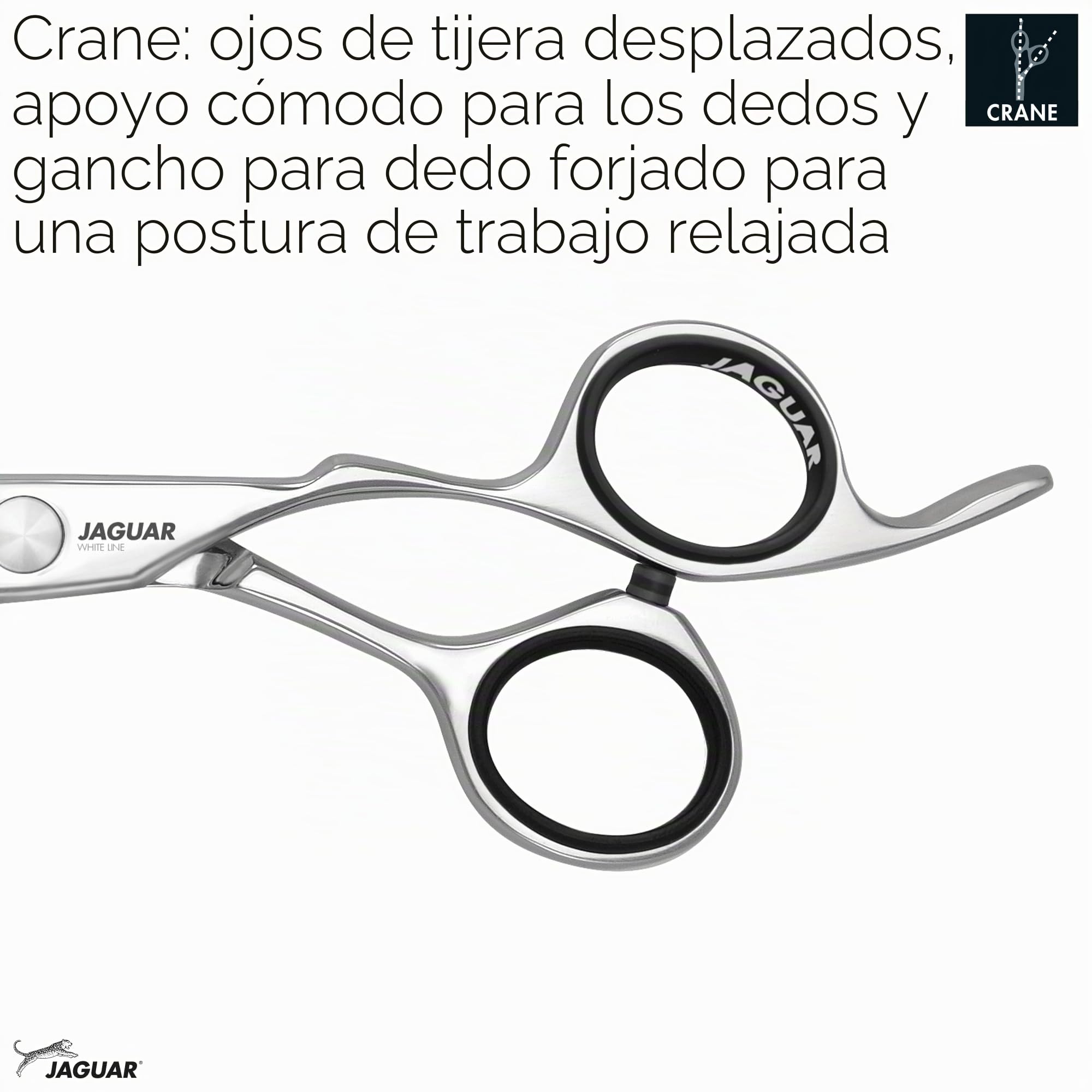 JAGUAR HERA - Tijeras de peluquería con diseño de grúa con gancho forjado y hoja de daga redondeada, pulida, fabricada en Alemania