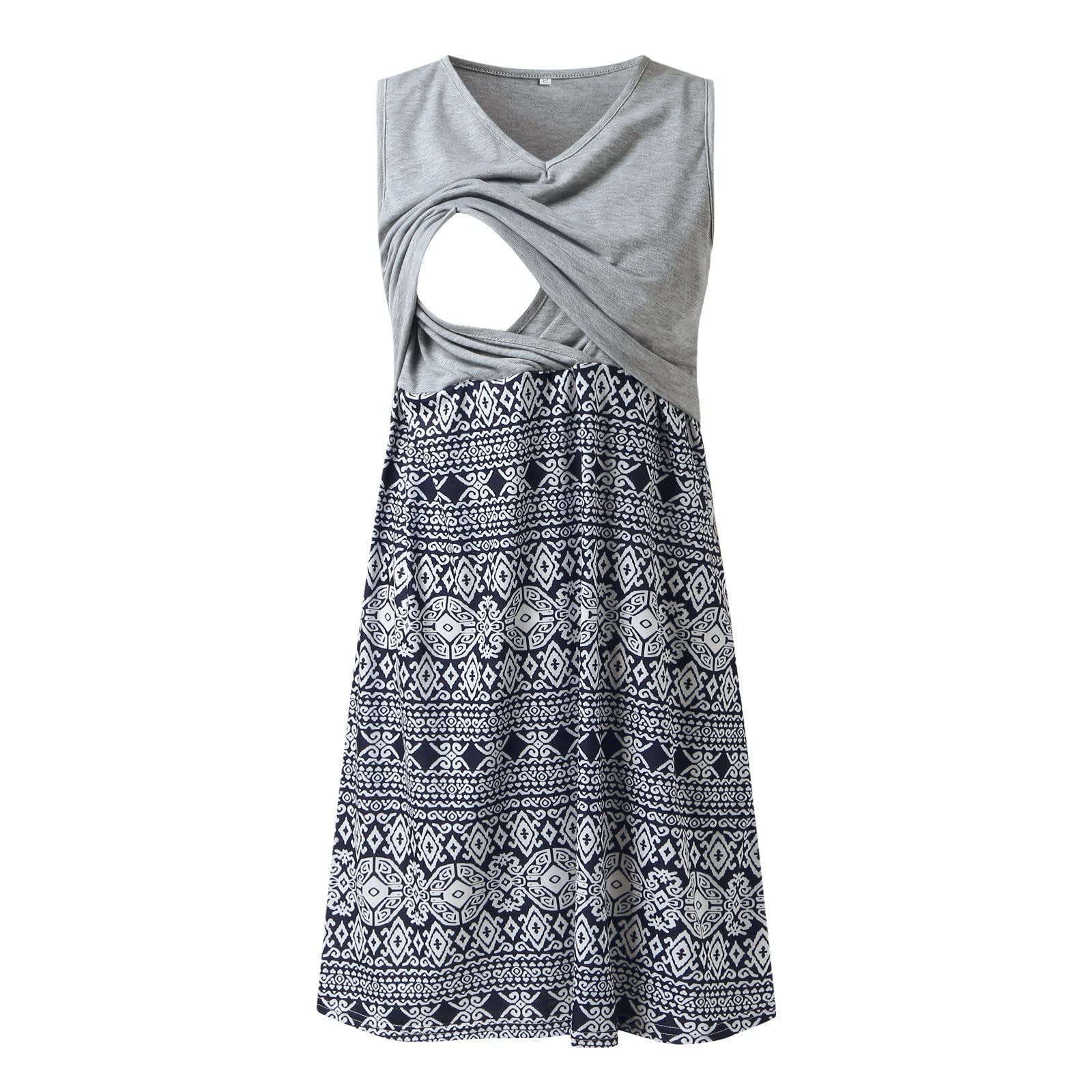 GenericMaternity Nursing Nightdress Women's Nightgowns Breastfeeding Sleep Dress Nursing Nightdress Maternity Pyjamas Loungewear Ladies Labor Nightwear Soft Button Down Nightgown for Pregnant Ho Dark Gray