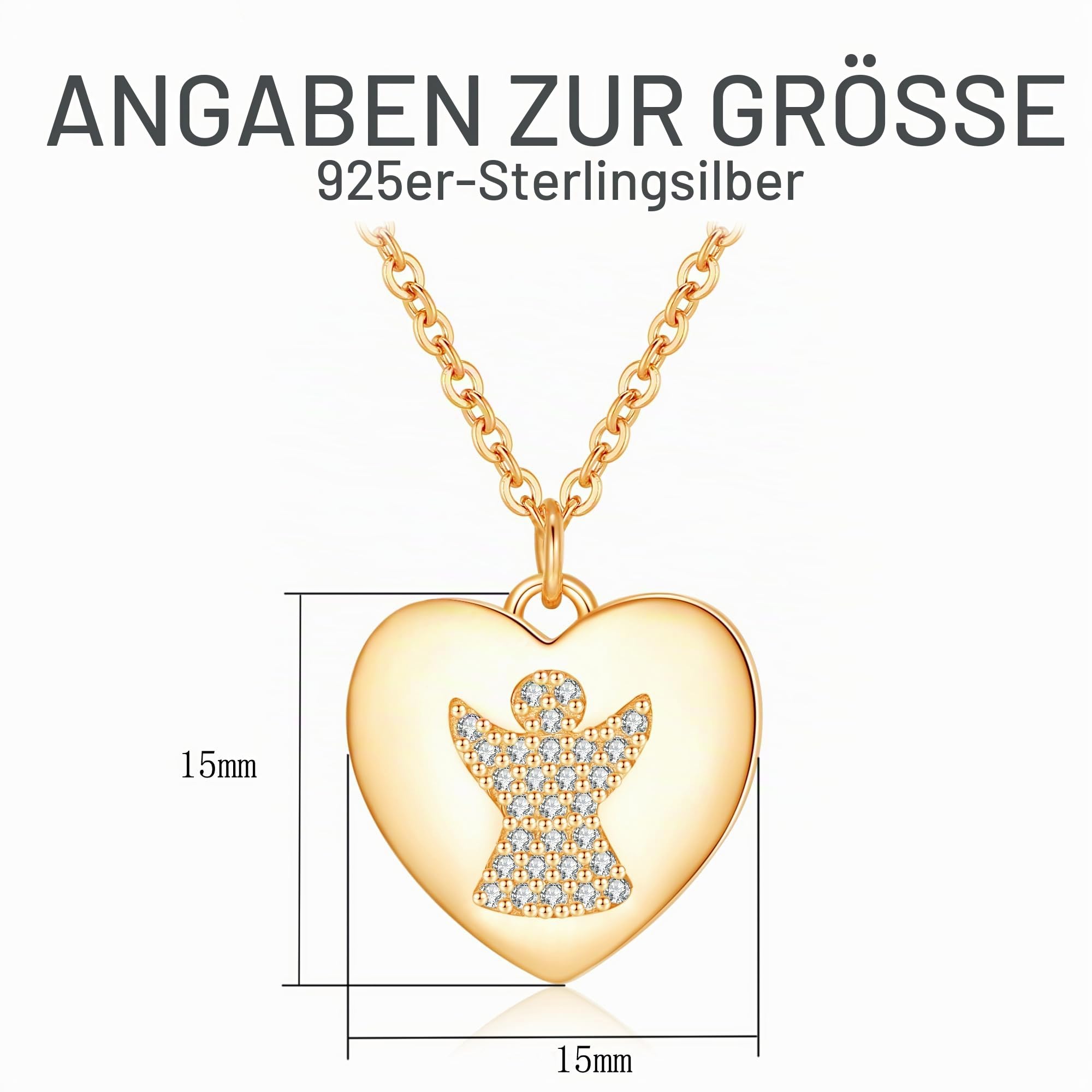 Jrêveinfini Schutzengel Halskette Damen 925 Silber mit Anhänger, Engel Schmuck Glücksbringer für Frauen mit Geschenkbox, Geschenk zu Weihnachten, Valentinstag, Muttertag & Geburtstag