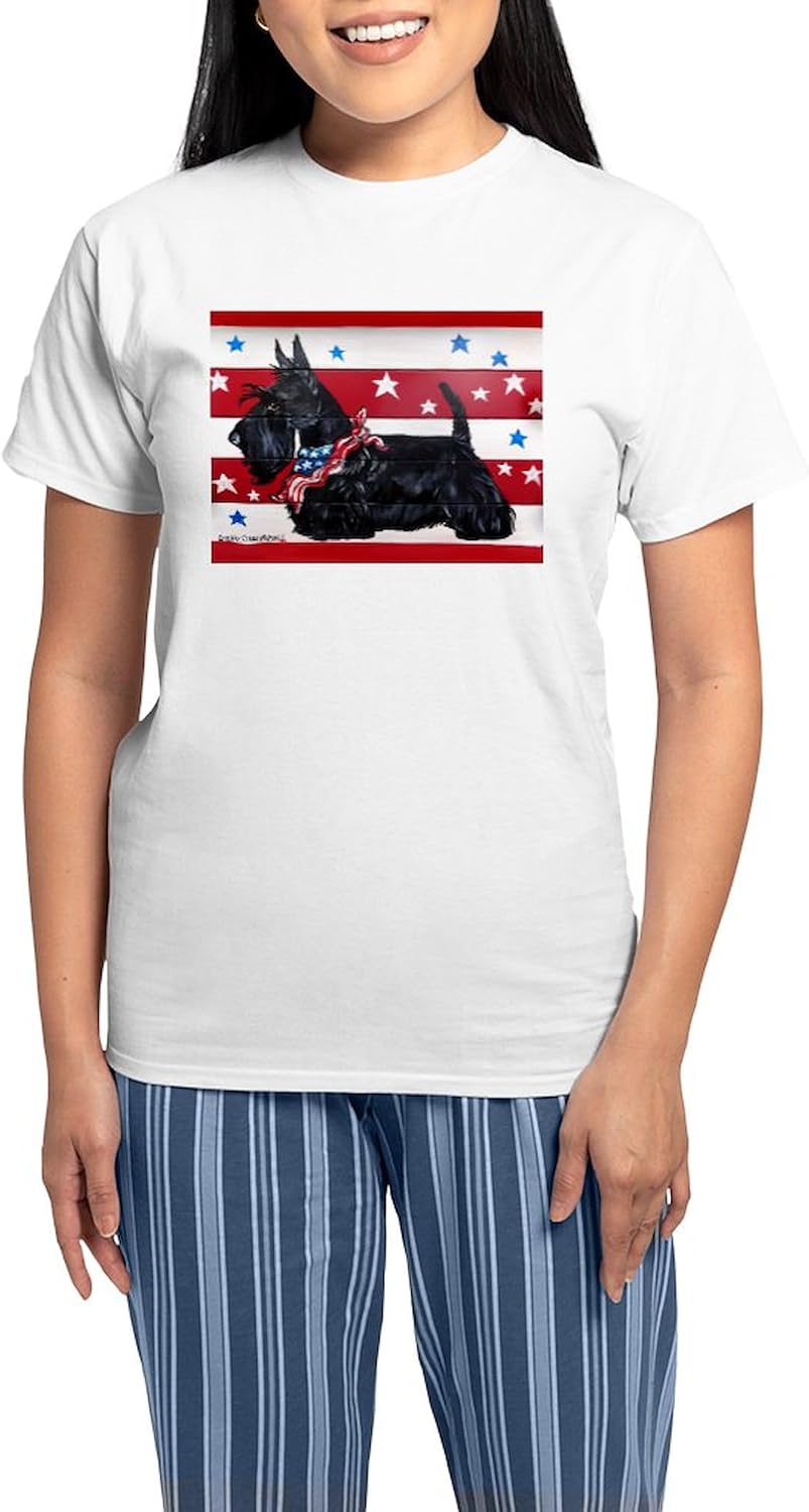CafePress American Scottie Pajamas Women's Novelty Cotton Pajama Set, Comfortable PJ Sleepwear