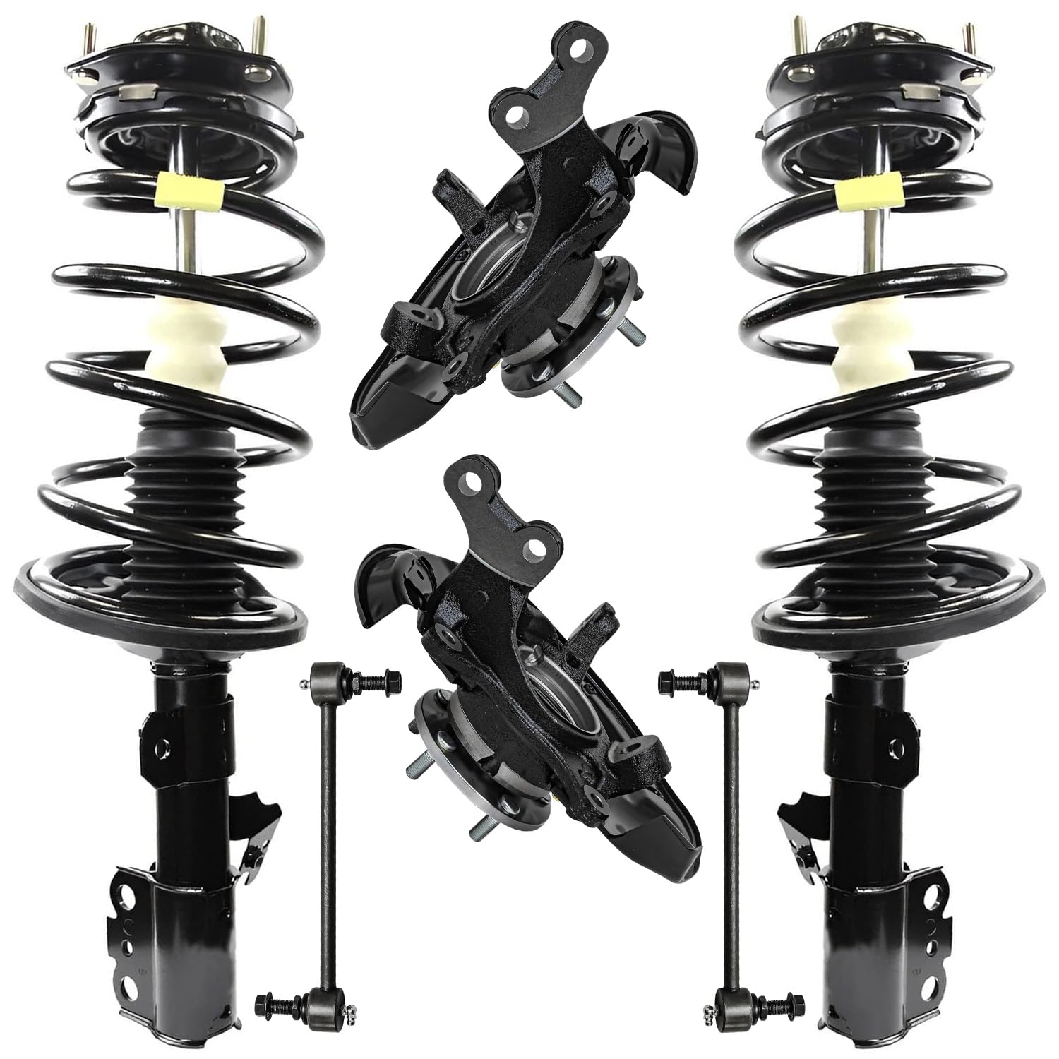Detroit Axle - Front Steering Knuckles &amp; Wheel Hub Bearings Struts Sway