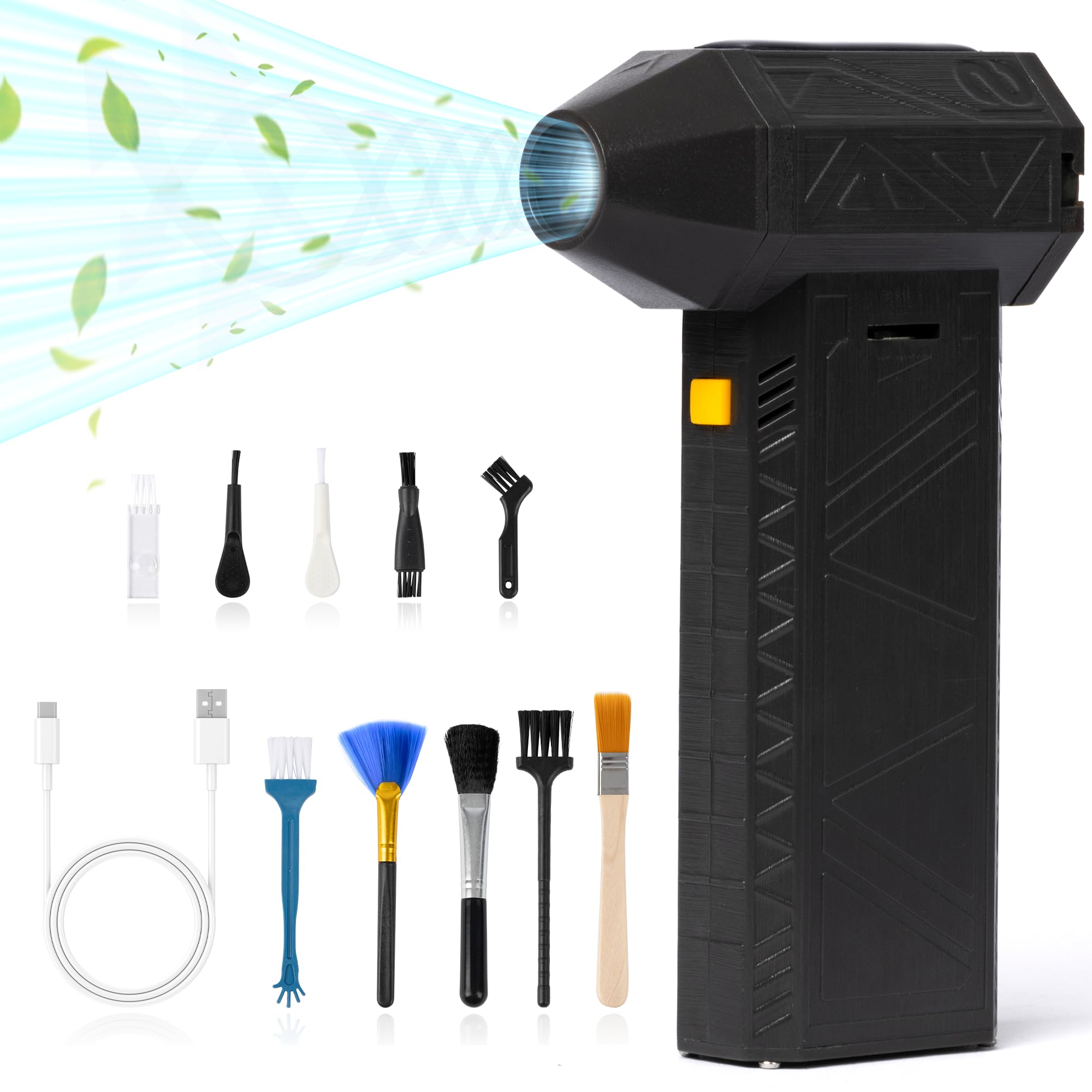 L&Z Electric Air Duster - 130000RPM Compressed Air Turbo Fan, Continuously Adjustable Mini Jet Dry Blower for PC, Outdoors, Car, Home Cleaning