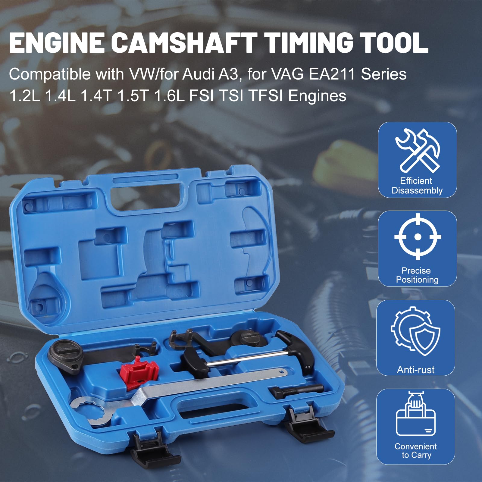 lalago 6pcs Strumento per Regolazione del Motore, Motori Cinghia Dentata per Alberi a Camme, Attrezzo Messa in Fase Compatibile con VW/A3, per VAG EA211 Serie 1.2L 1.4L 1.4T 1.5T 1.6L FSI TSI TFSI