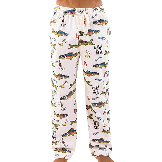 Lazy One Animal Pajama Pants for Men, Men's Separate Bottoms, Lounge Pants, Fishing, Outdoors (Asleep at The Reel, Medium)
