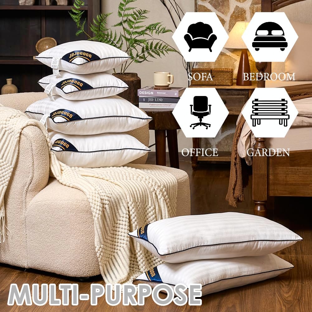 JOJOGOGO 22x22 Indoor Large Fluffy Throw Pillow Inserts Set of 2, 22 x 22 Synthetic Down Alternative Stuffing Square Pillow Inserts for Couch Bed Sofa and Living Room, Big Accent Decorative Pillows - Image 5