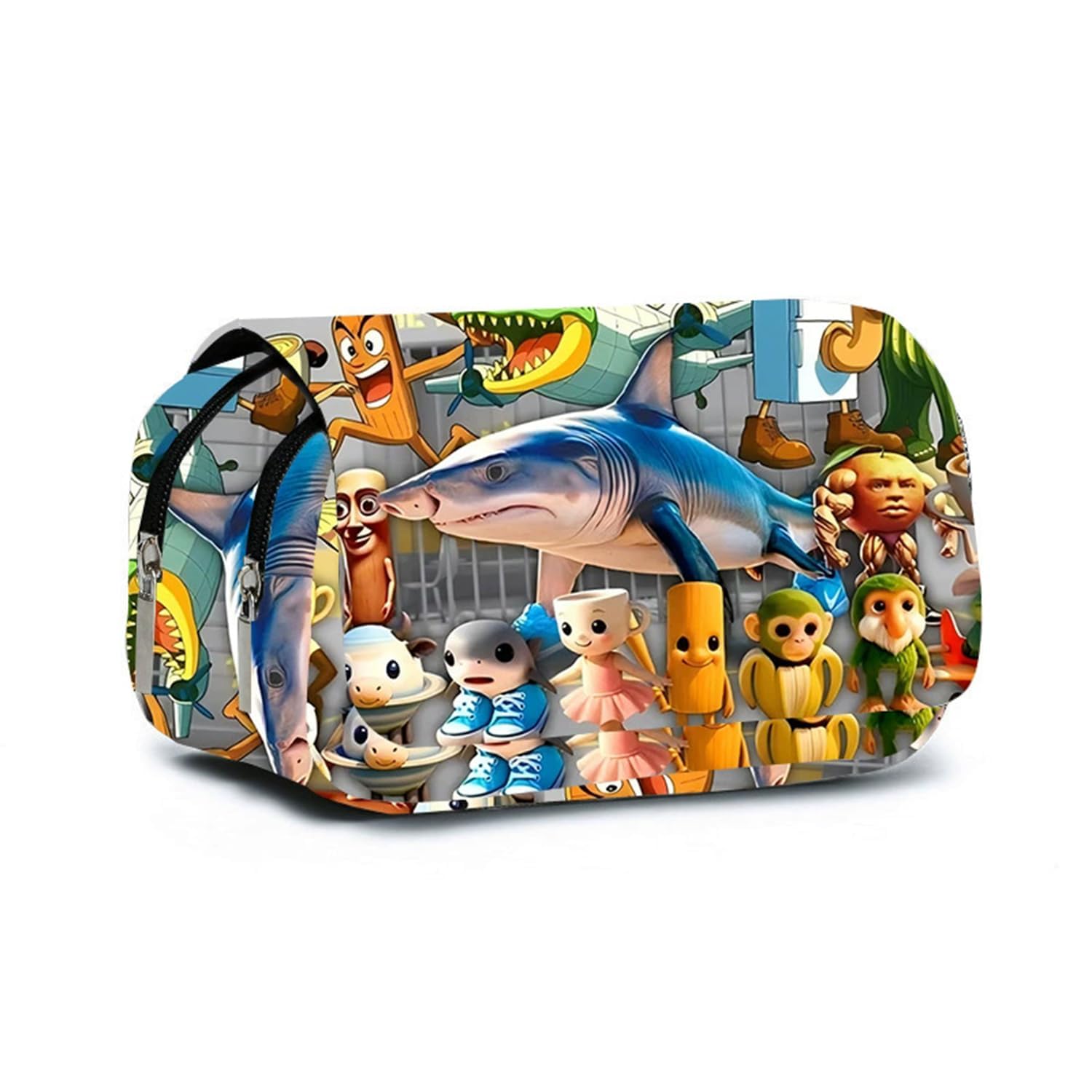 Italian Brainrot Toys, Italian Brainrot Large Capacity Pencil Case, Double-Layer Brainrot Pencil Case With Standing Opening, Oxford Fabric Pencil Cases For Girls Boys, Pen Case For School Supplies (A)