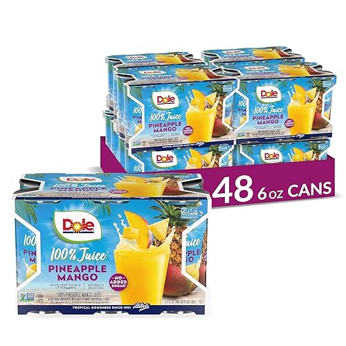 Dole 100% jugo de piña y mango, excelente fuente de vitamina C, 6 onzas líquidas (paquete de 6), 48 latas en total