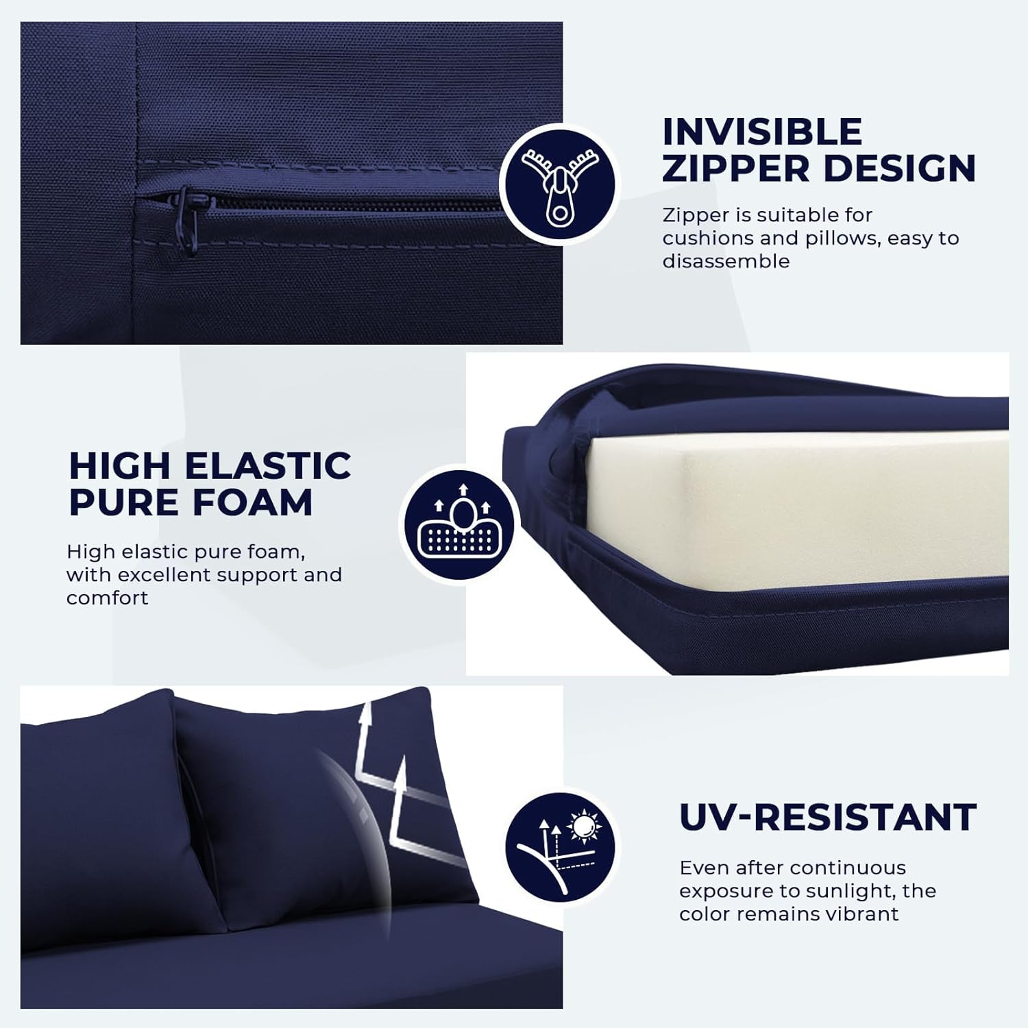 Outdoor Loveseat Cushion Set, 46 x 24 inch Waterproof Oxford UV Resistant and Fade Resistant Patio Furniture Couch Cushion, Deep Seat Cushions for Patio Couch, Bench and Swing Chair, Blue