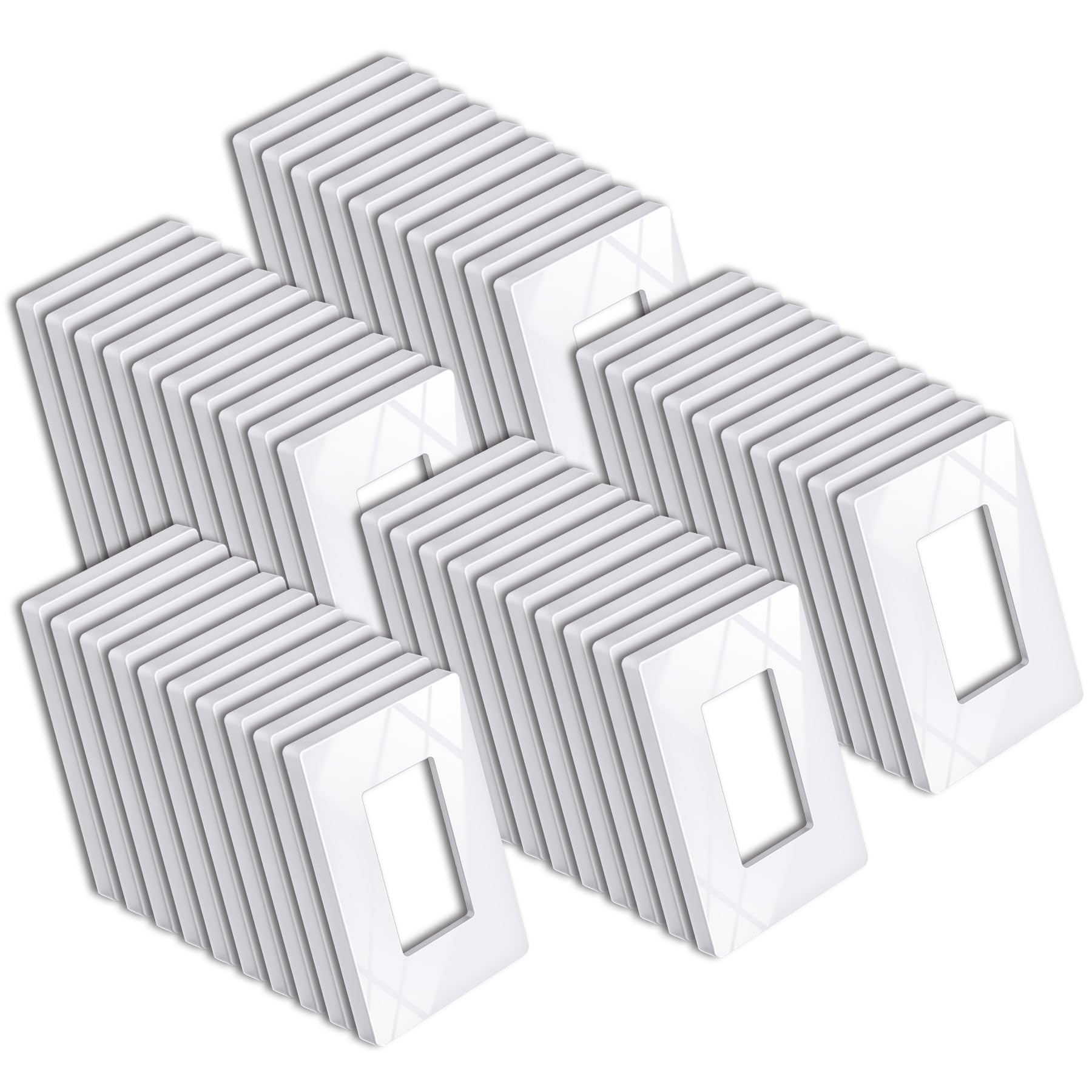 Photo 1 of BESTTEN 50 Pack 1 Gang Screwless Decorator Wall Plate, USWP6 Gloss Snow White, Decorative Outlet Cover, Decor Light Switch Face Plate, H4.69” x W2.91”