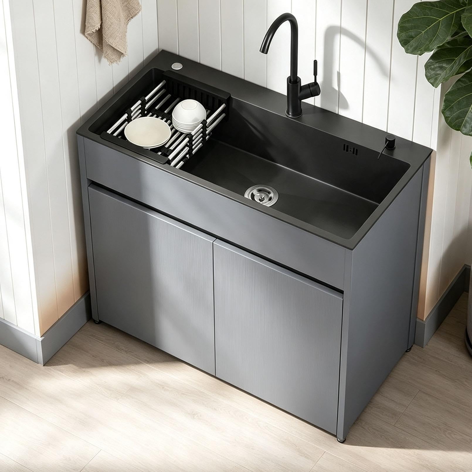 Lavello Autoportante e Mobile, Acciaio Inox, 65/80cm