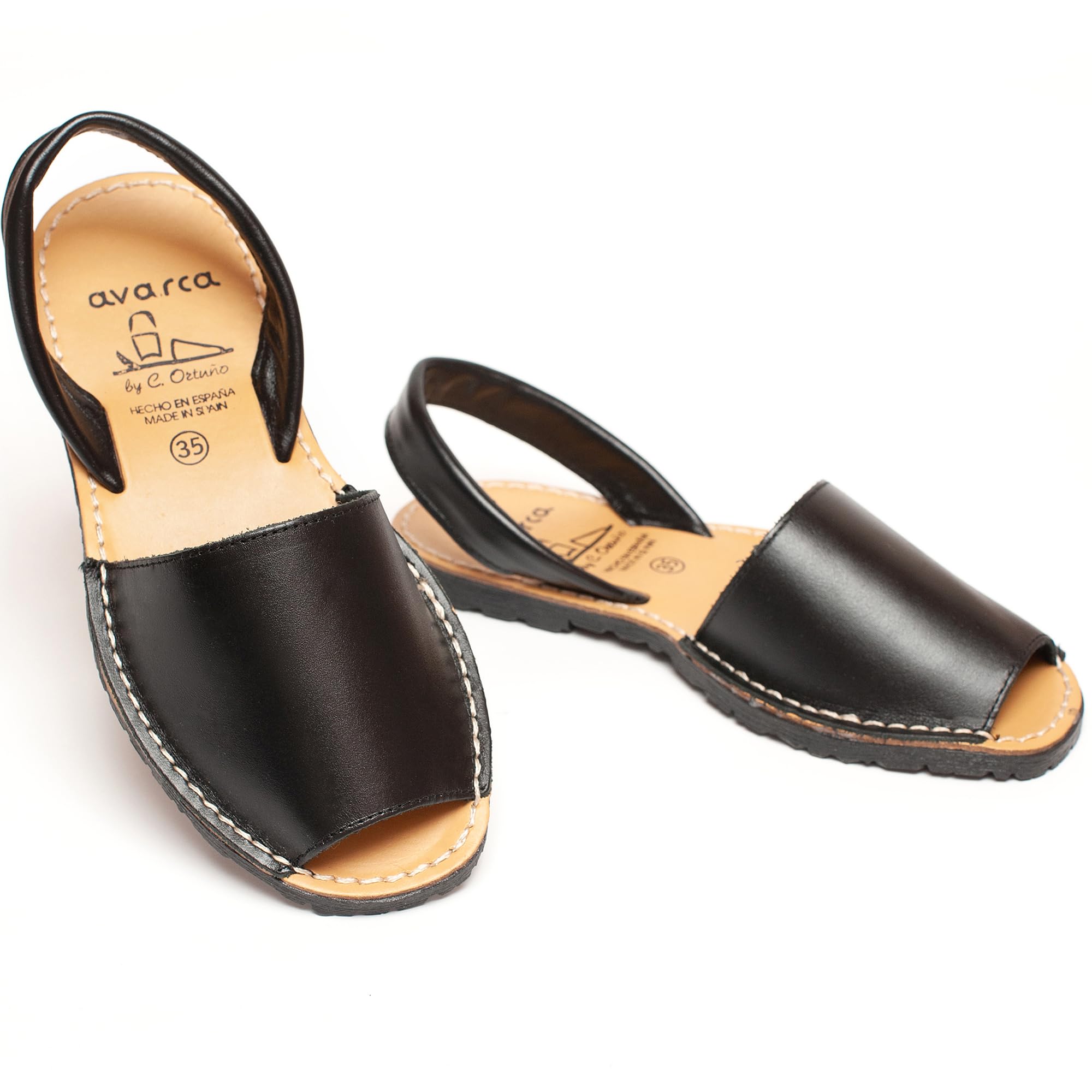 AvarcaSandals for Women Handmade Leather, Dressy, Comfortable, Sling Back Shoes Flat - Fashion Exclusively Made in Spain - Summer Trending Slingback Shoes 2023 Spanish Natural Genuine Leather