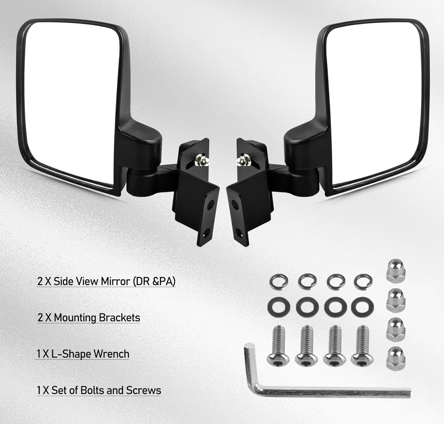 Side View Mirrors Compatible with 2013-2023 Polaris Ranger 500 570 900 - Fits Pro-Fit Cab, Lock N Ride, Factory Cage Frame - NOT FOR ROUND ROLL BARS - Image 5