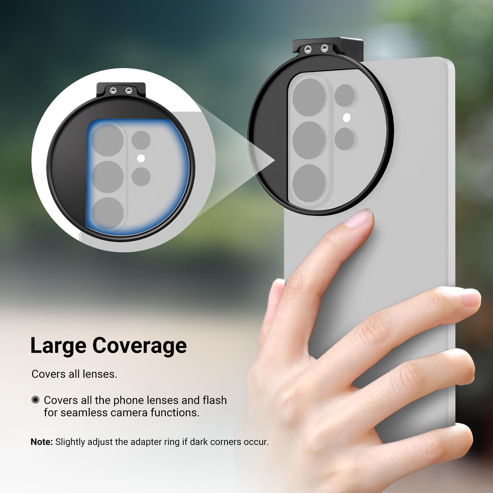 NEEWER Uchwyt filtrujący do telefonu komórkowego 67 mm, uchwyt na filtr Cold Shoe Mount Filtr, zacisk, smartfony, akcesoria fotograficzne, kompatybilny z iPhone 17 Pro Max 16 Pro Max Air 17e 16e