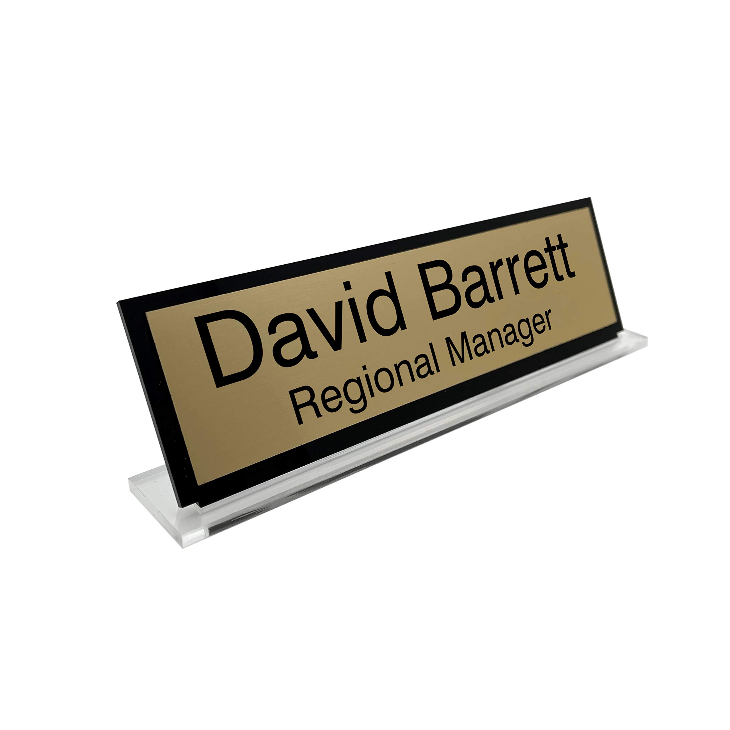 Premium Gold Custom Personalised Office Home Desk Name Plaque Acrylic Black