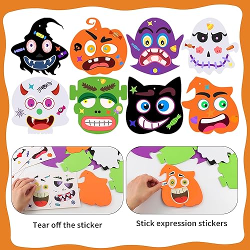 Miniatura 3 de Natonhi Juego de manualidades de Halloween, actividades de Halloween, arte y manualidades de espuma, calabaza, gato, murciélago, fantasma, brujas