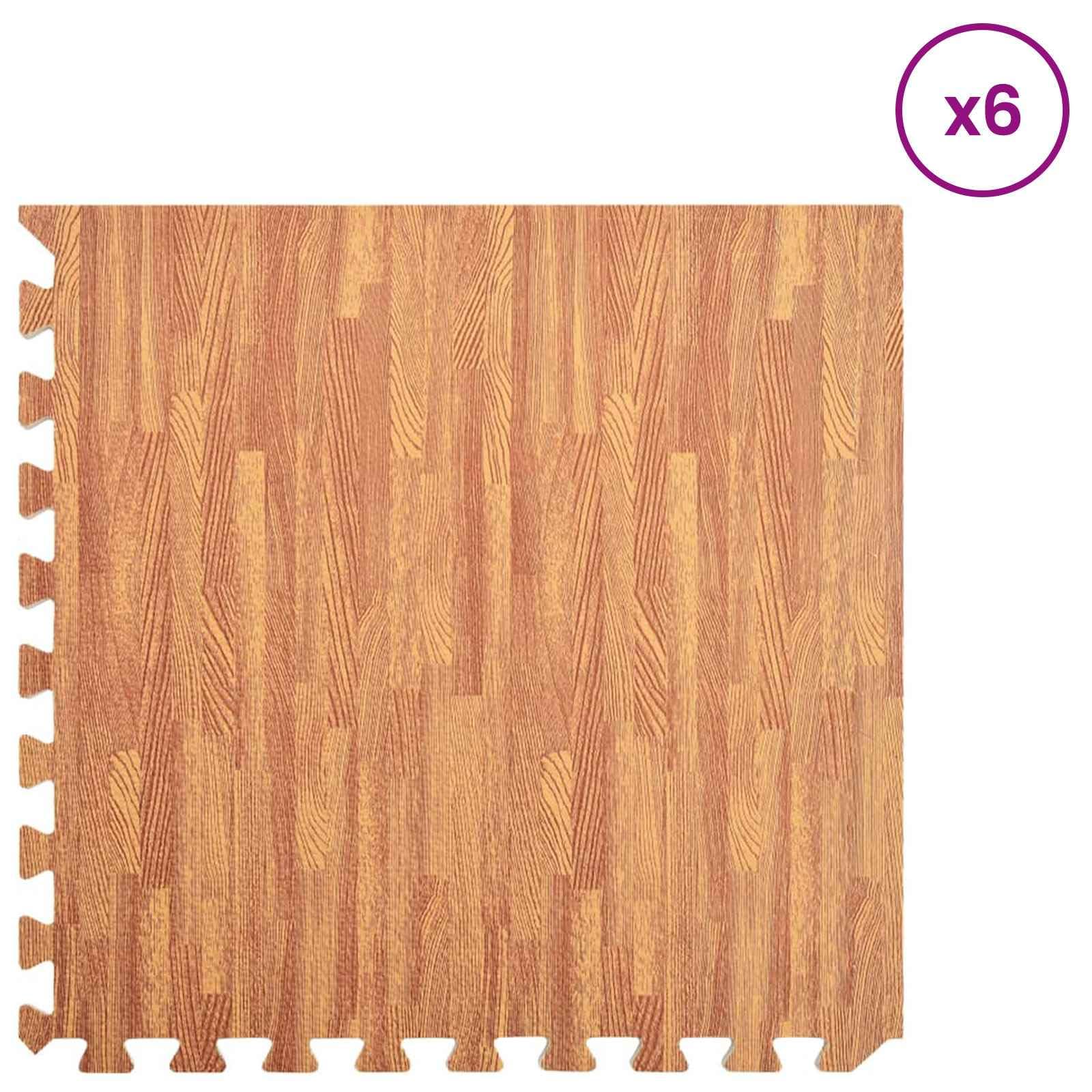 Alfombra de suelo para piscina, 6 unidades, aspecto de madera, 4,32 m², espuma EVA, resistente al agua, para piscina y jacuzzi, base antideslizante con acolchado grueso, diseño de azulejos de fácil