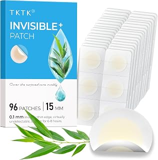 Pimple Patches, 15 mm Invisible Acne Patches for Face with Salicylic Acid, 0.01cm Extra Thin Outer Edge, Hydrocolloid Zit Patch for Pustule, Whitehead, Cystic Acne Spot, 96 Count