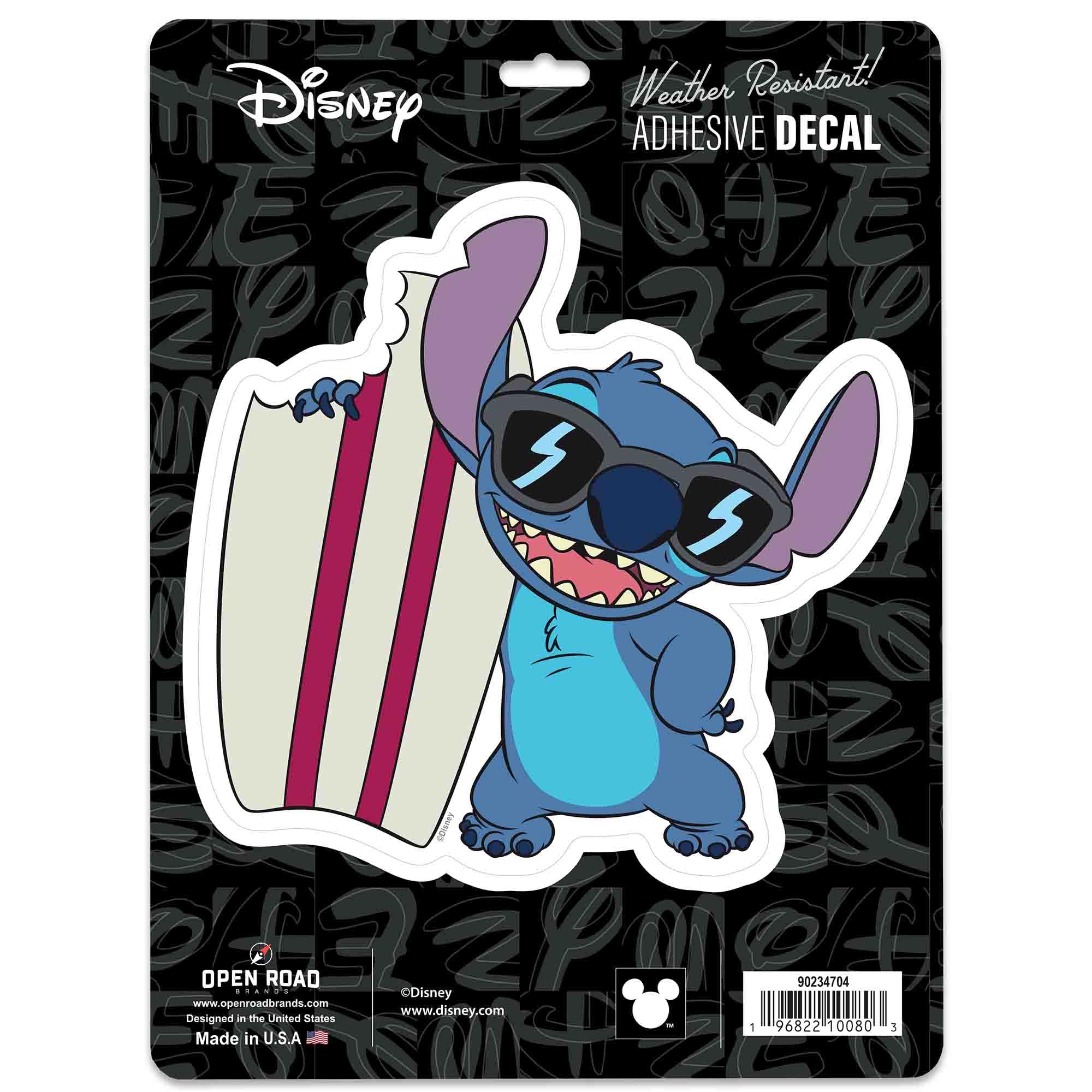 Disney Lilo and Stitch Surfboard Adhesive Vinyl Decal - Playful Stitch Sticker for Car - Great Gift Idea