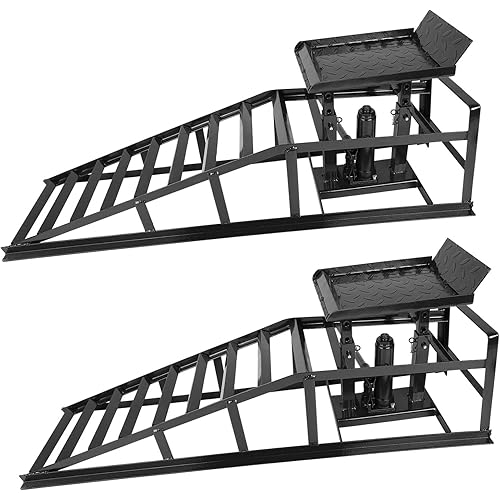 2-Pack Portable Car Lift Hydraulic Car Ramps 3T Low Profile Car Ramp Car Service Ramps Garage Car Lift Hydraulic Jack Ramps, Black