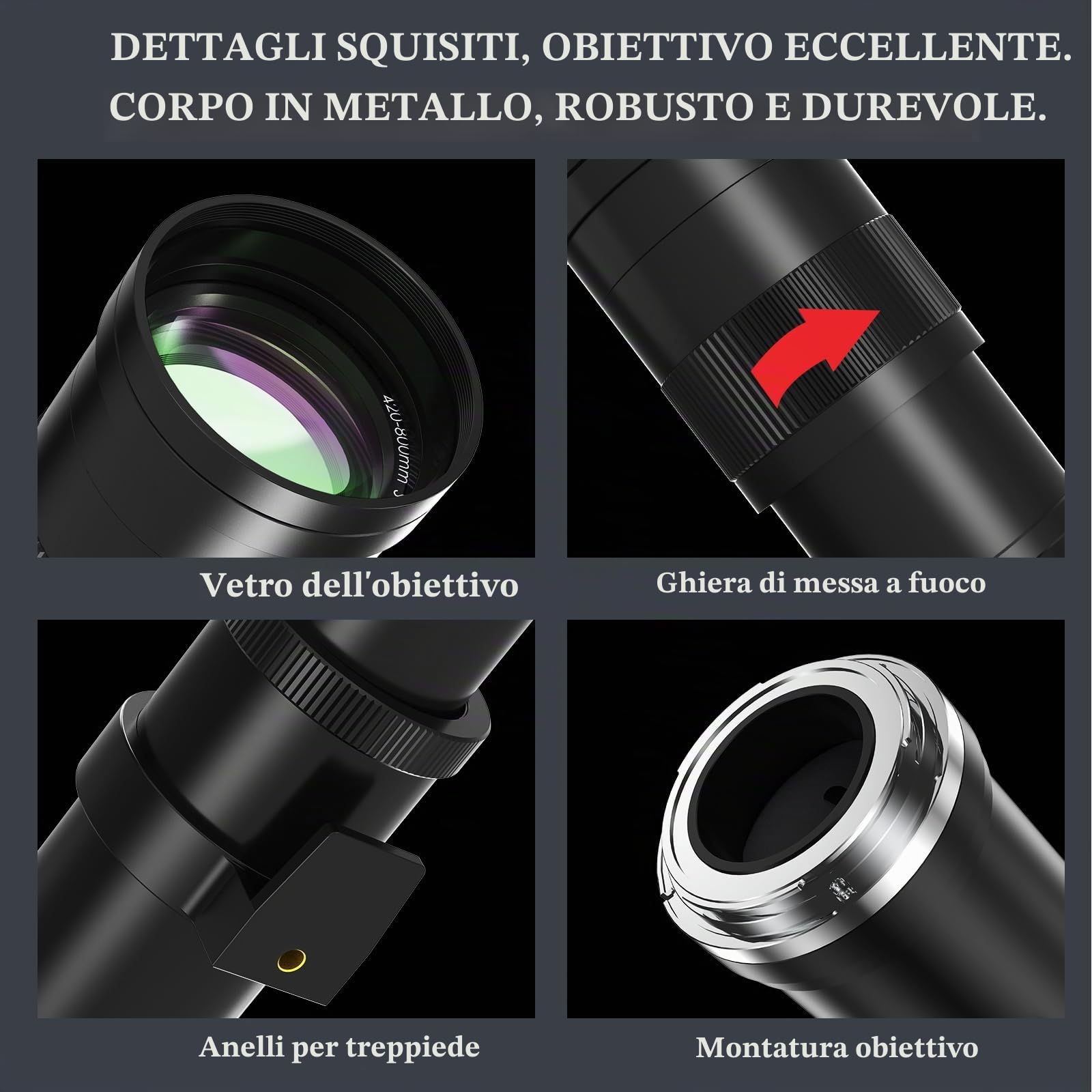 Lightdow EF 420mm-800mm F8.3 Obiettivo Manuale per Canon EF EF-S Mount, Teleobiettivo Professionale a Corpo Metallico, per Cannon EOS 90D 7D 6D 5D Mark II/III/IV, Rebel T7 -Nero